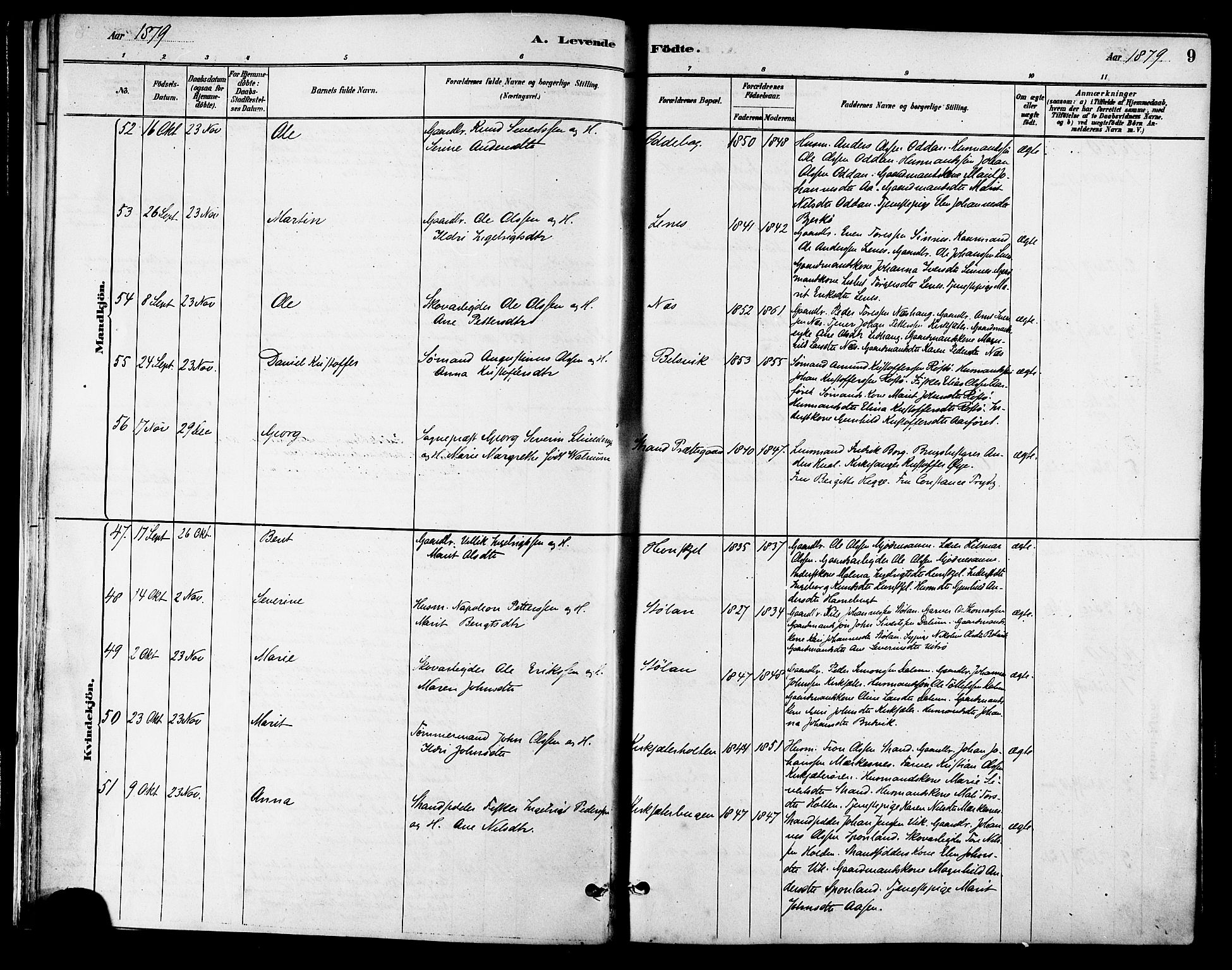 Ministerialprotokoller, klokkerbøker og fødselsregistre - Sør-Trøndelag, SAT/A-1456/630/L0496: Ministerialbok nr. 630A09, 1879-1895, s. 9