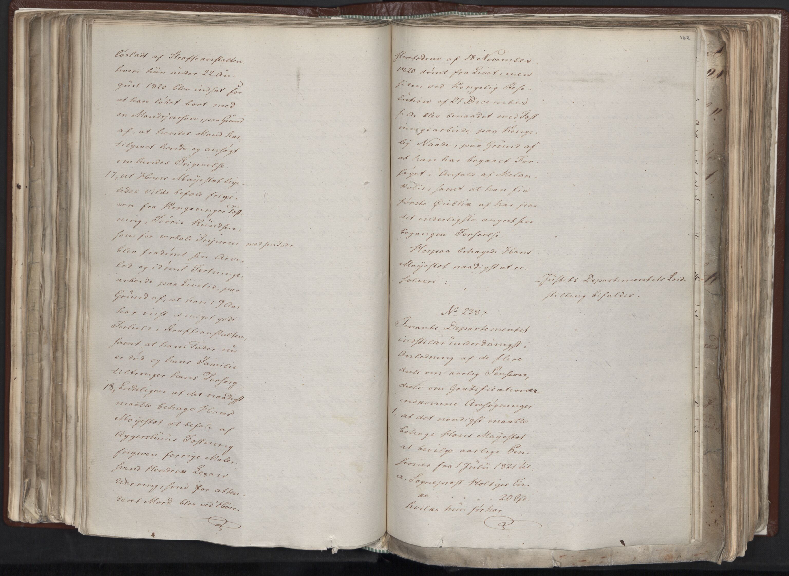 Statsrådssekretariatet, AV/RA-S-1001/A/Ab/L0012: Kgl. res. nr. 5679-6008 II, 1821, s. 181b-182a