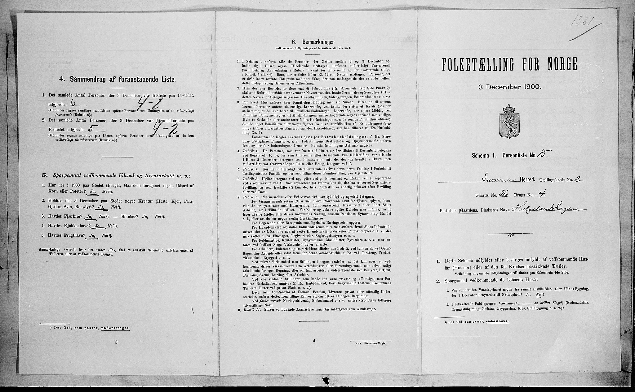 SAH, Folketelling 1900 for 0533 Lunner herred, 1900, s. 203