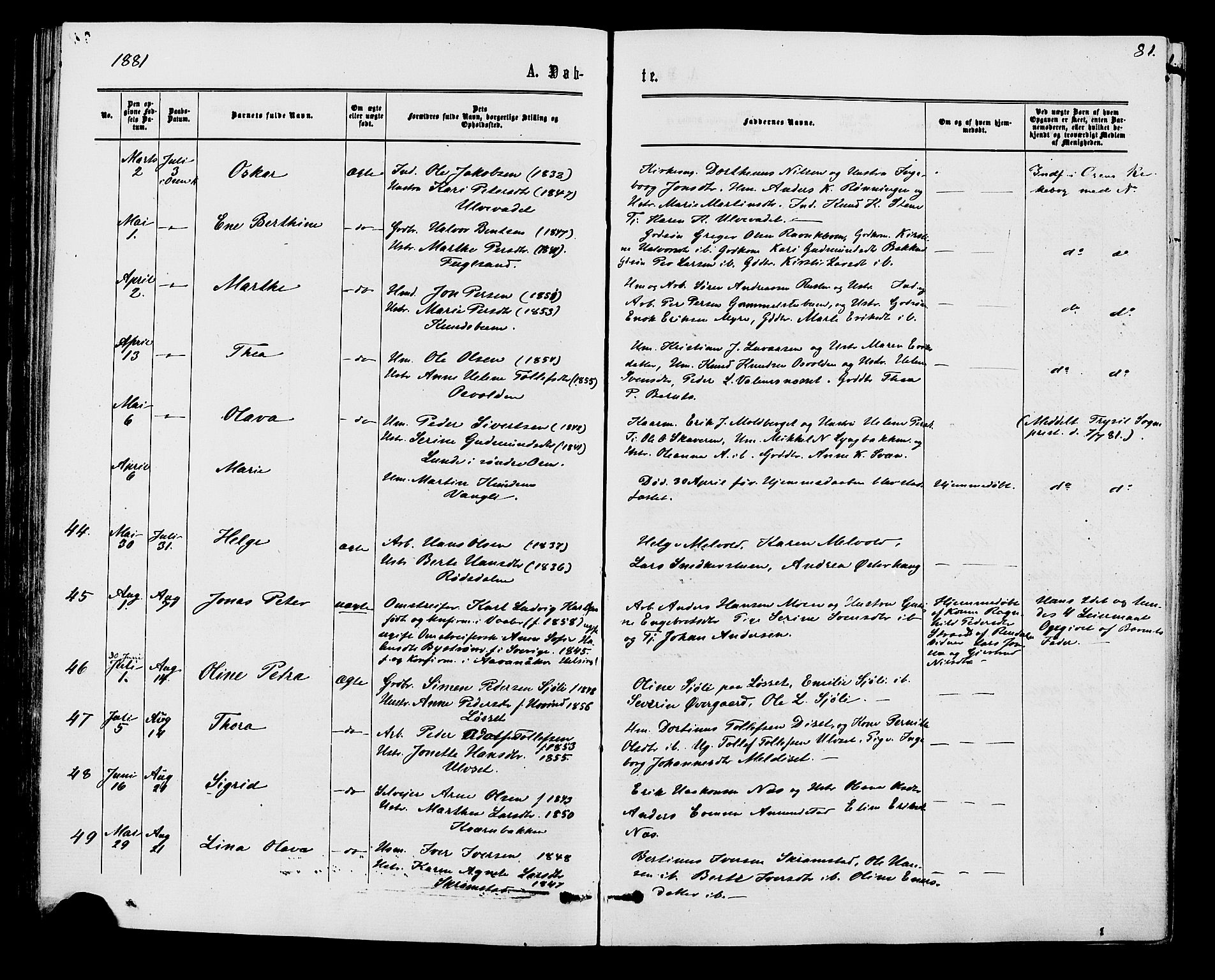 Åmot prestekontor, Hedmark, AV/SAH-PREST-056/H/Ha/Haa/L0009: Ministerialbok nr. 9, 1875-1883, s. 81