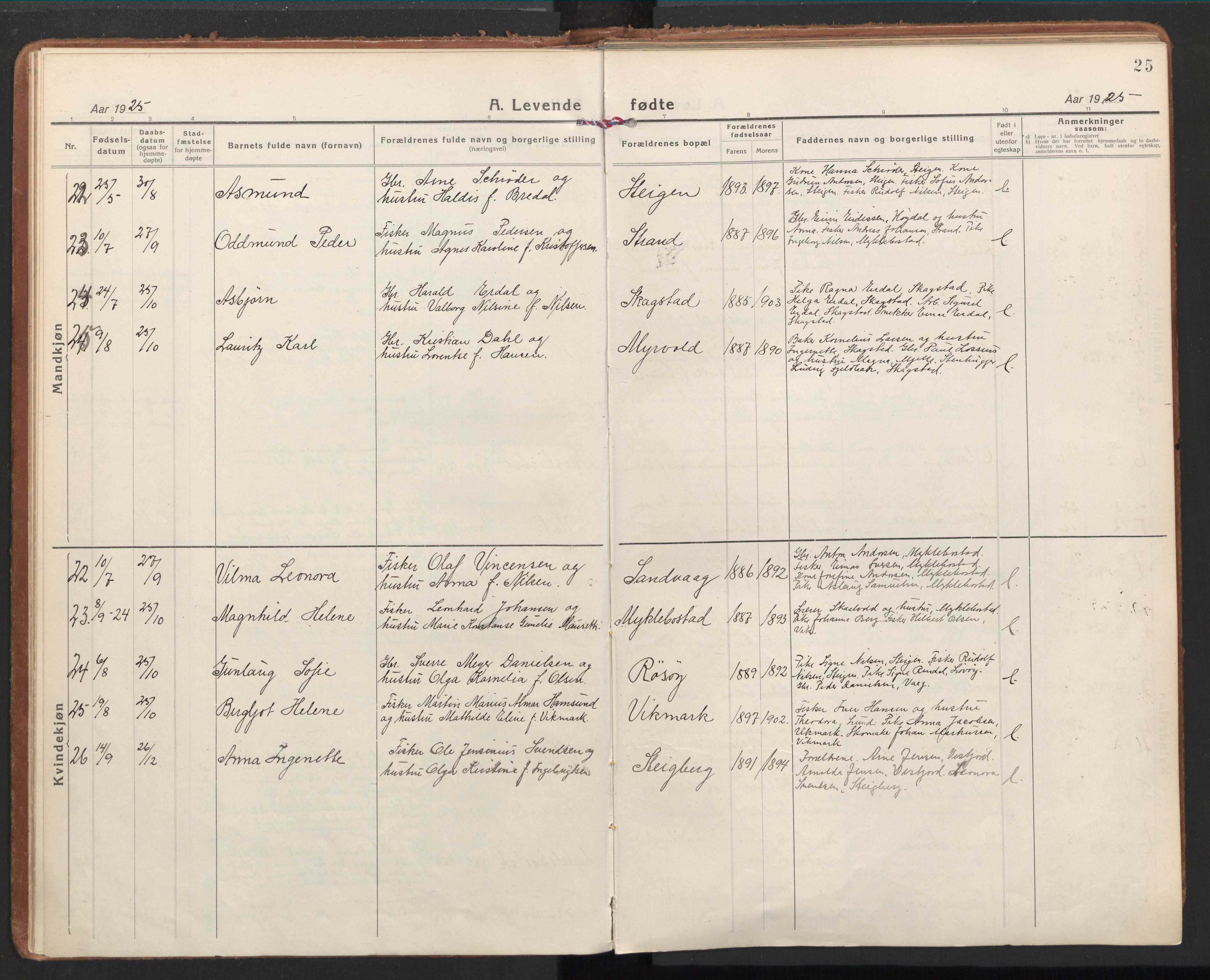 Ministerialprotokoller, klokkerbøker og fødselsregistre - Nordland, AV/SAT-A-1459/855/L0810: Ministerialbok nr. 855A17, 1921-1939, s. 25