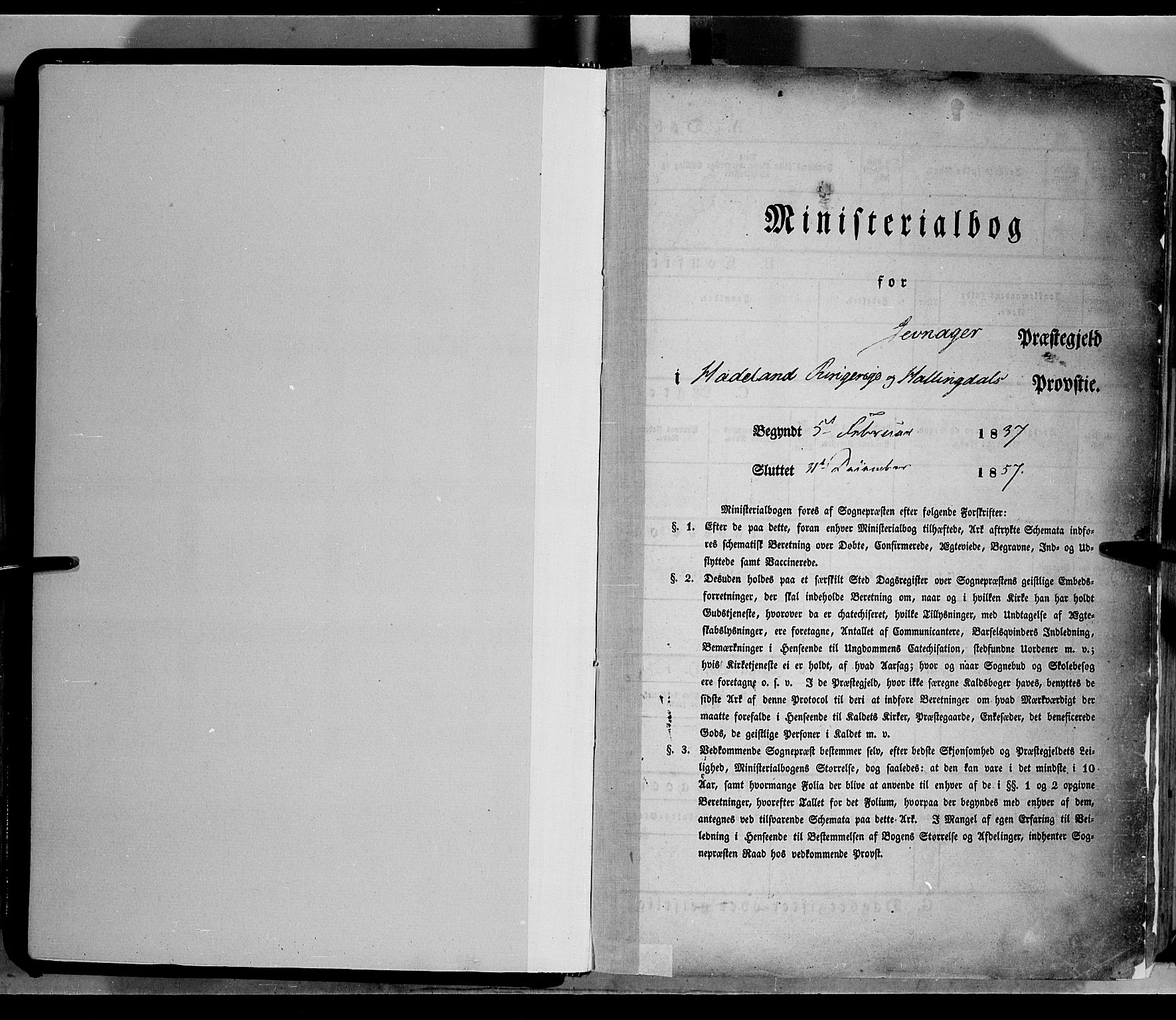 Jevnaker prestekontor, SAH/PREST-116/H/Ha/Haa/L0006: Ministerialbok nr. 6, 1837-1857
