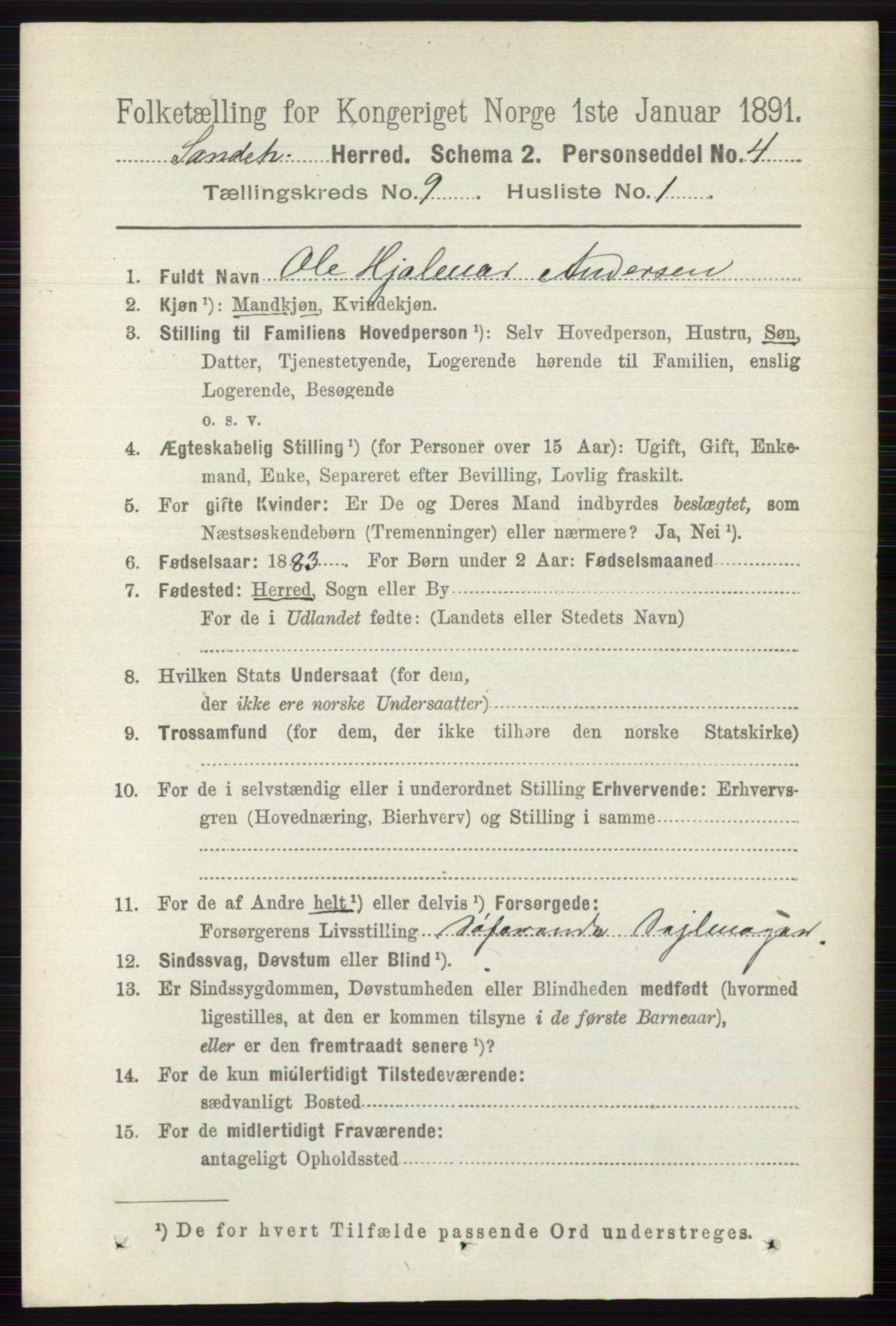 RA, Folketelling 1891 for 0724 Sandeherred herred, 1891, s. 5549