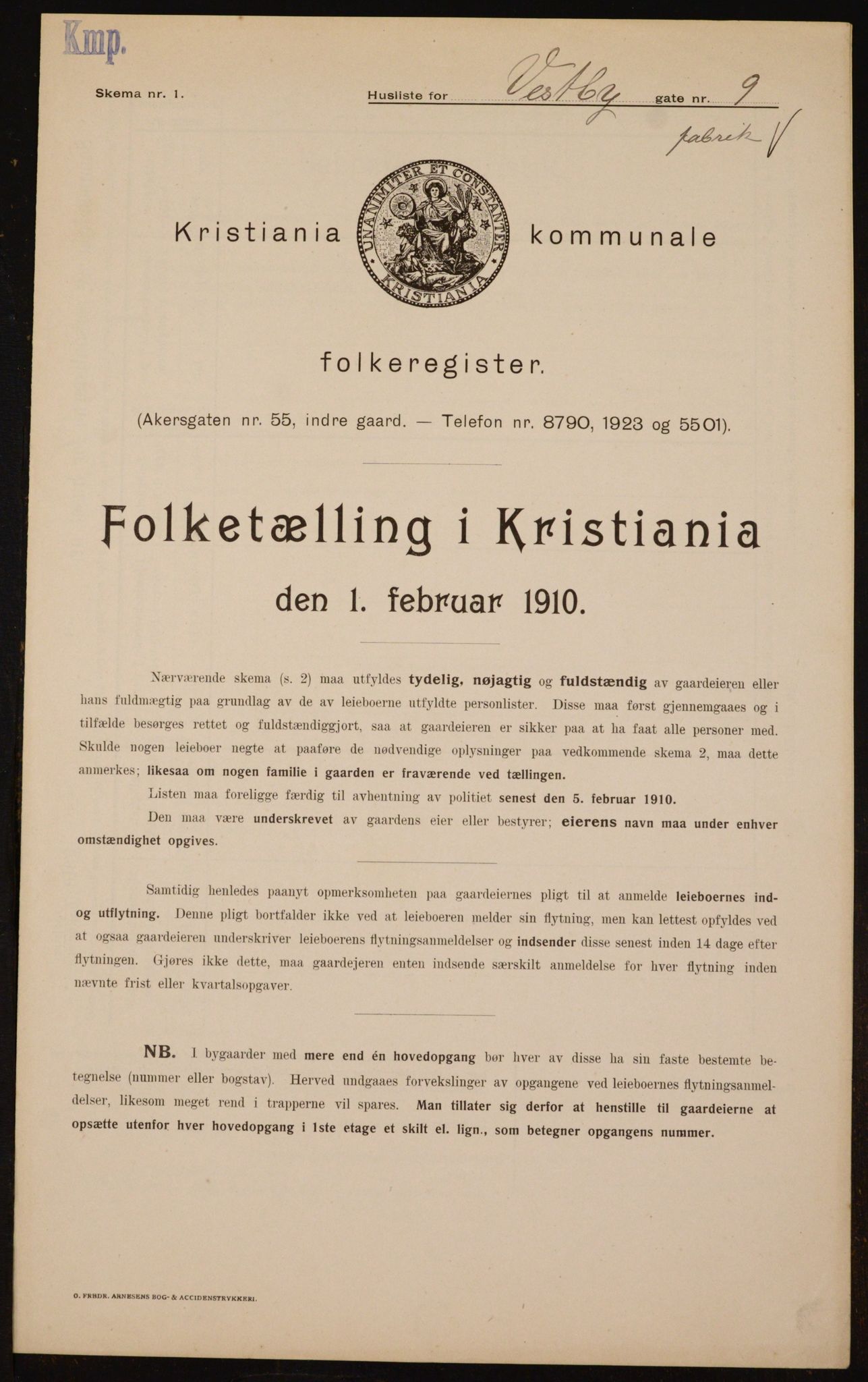 OBA, Kommunal folketelling 1.2.1910 for Kristiania, 1910, s. 115995