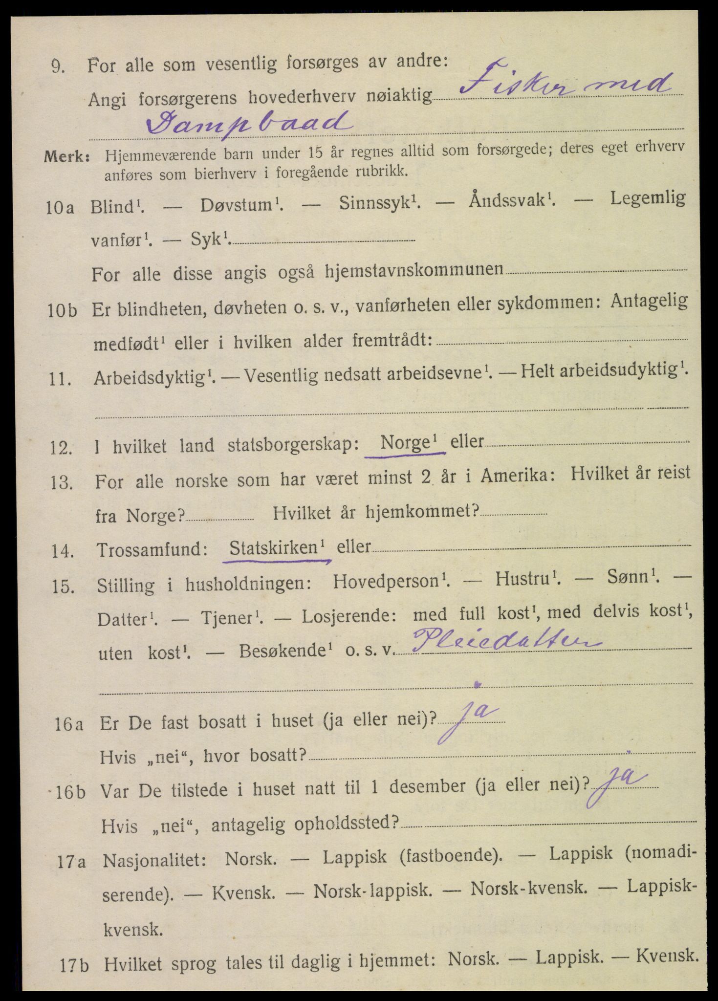 SAT, Folketelling 1920 for 1819 Nordvik herred, 1920, s. 1285