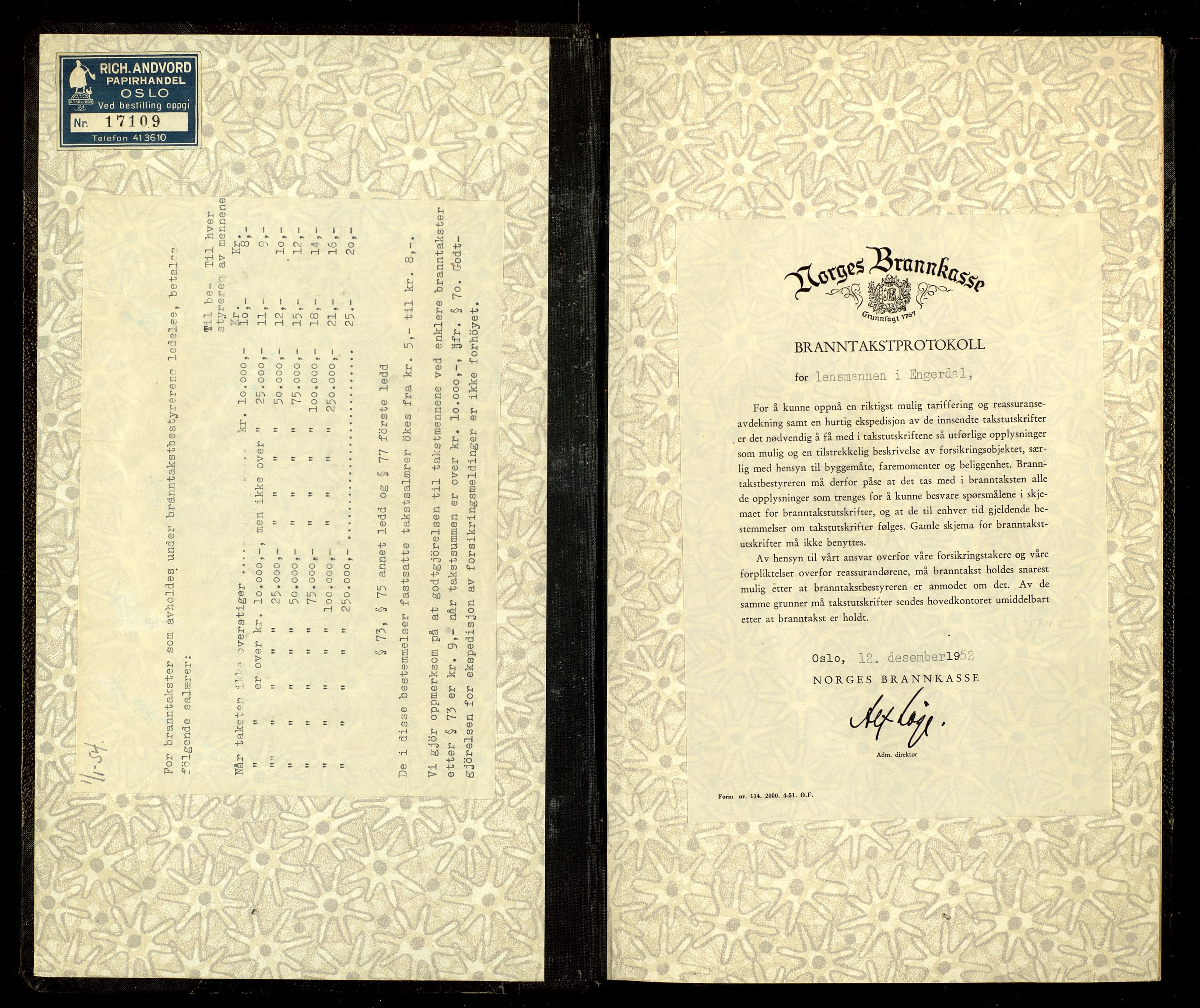 Norges Brannkasse, Engerdal, AV/SAH-NBRANE-025/F/L0003: Branntakstprotokoll, 1954-1955