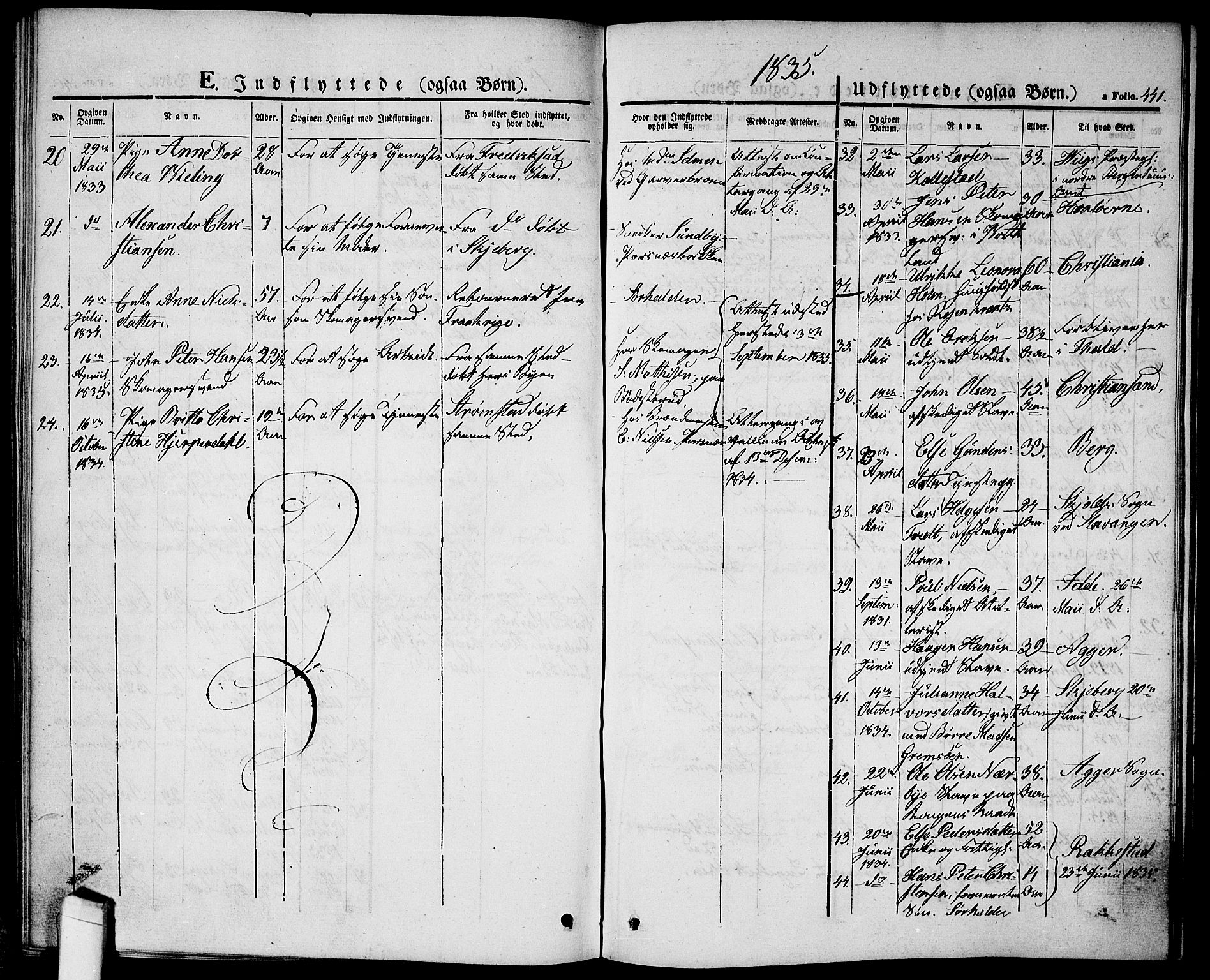Halden prestekontor Kirkebøker, AV/SAO-A-10909/G/Ga/L0003: Klokkerbok nr. 3, 1834-1844, s. 441