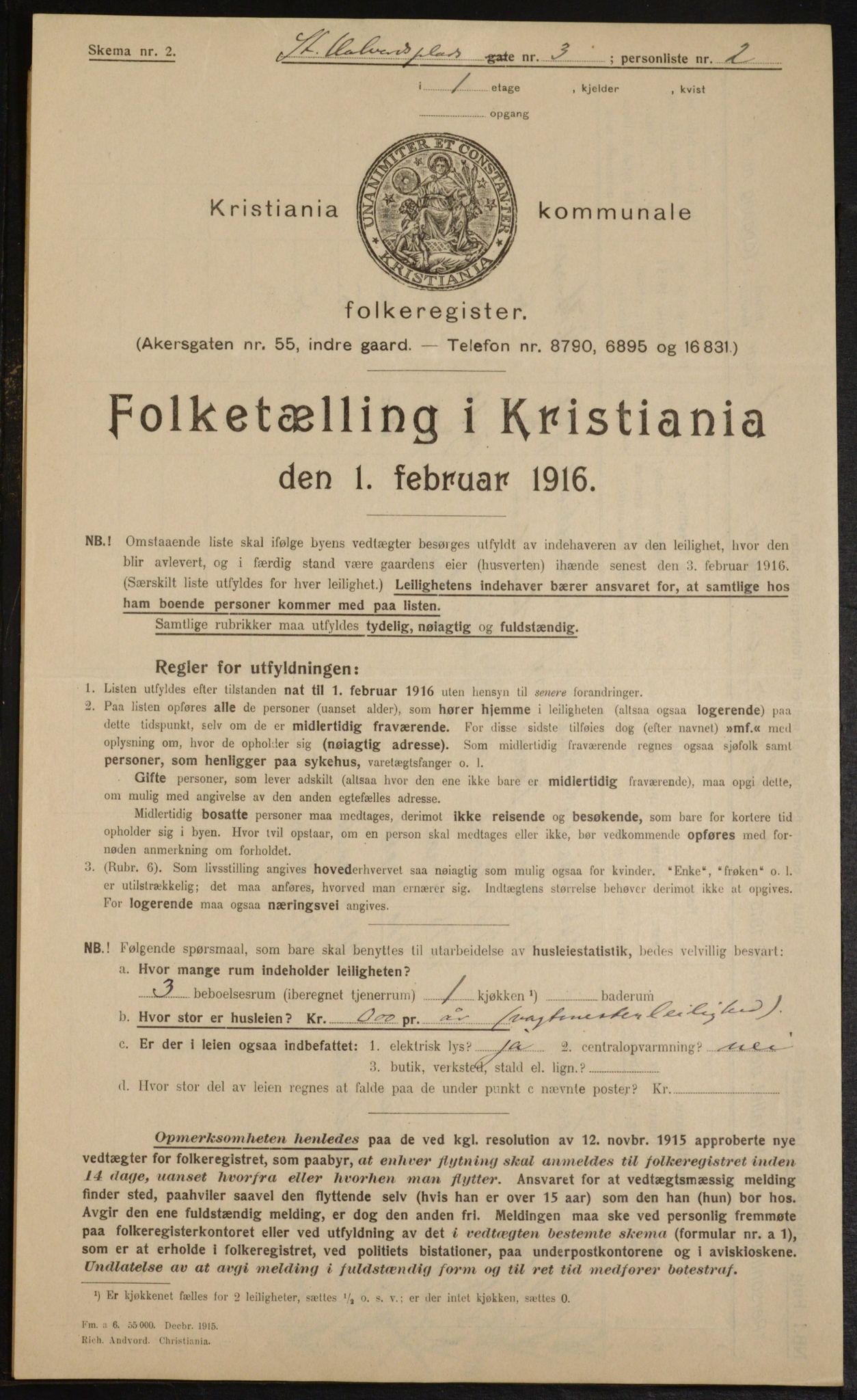 OBA, Kommunal folketelling 1.2.1916 for Kristiania, 1916, s. 90156