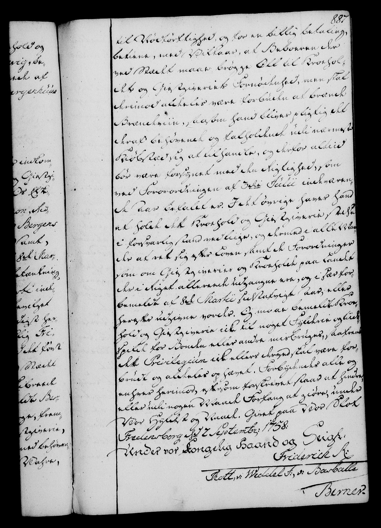 Rentekammeret, Kammerkanselliet, RA/EA-3111/G/Gg/Gga/L0006: Norsk ekspedisjonsprotokoll med register (merket RK 53.6), 1749-1759, s. 887