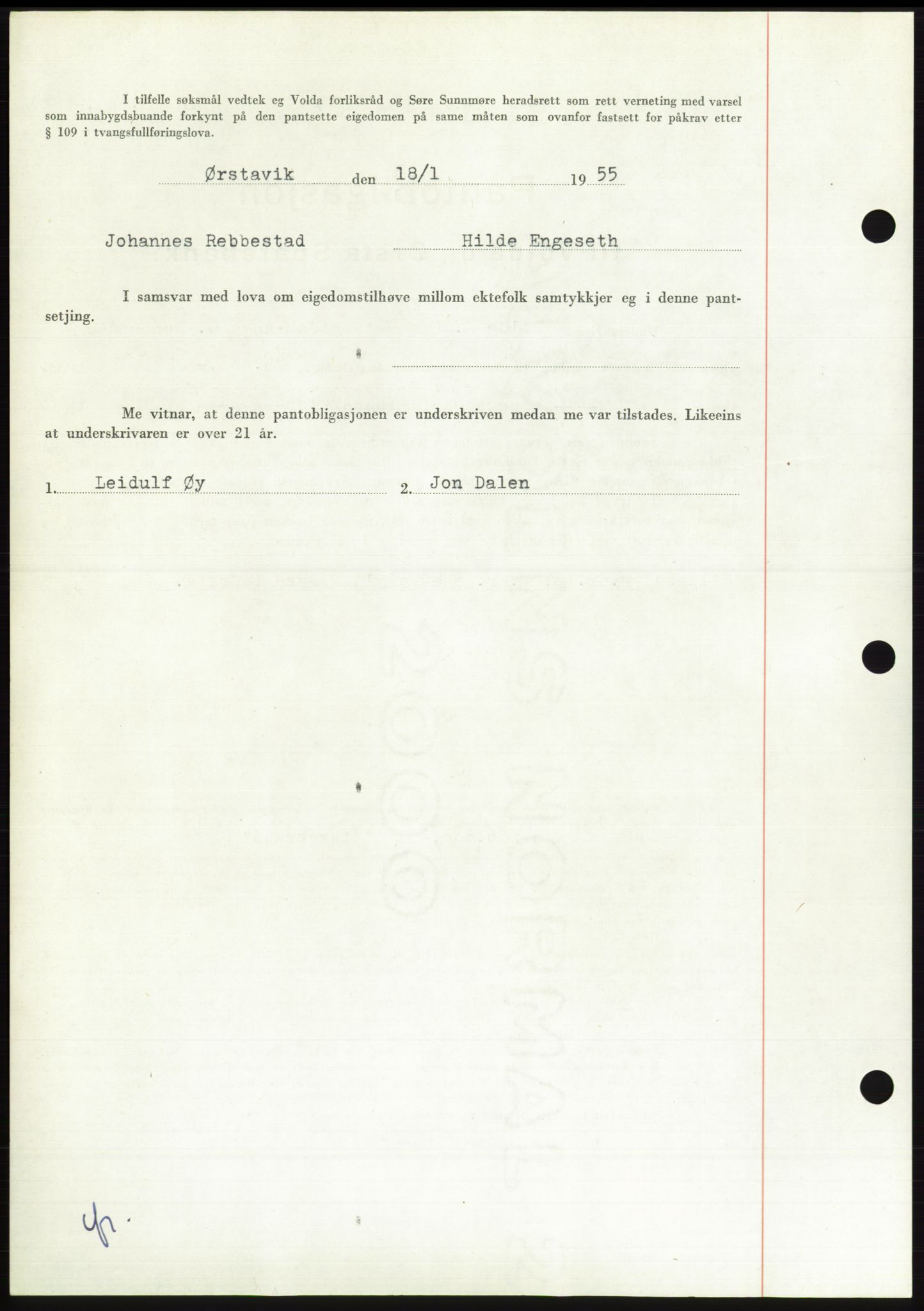 Søre Sunnmøre sorenskriveri, AV/SAT-A-4122/1/2/2C/L0126: Pantebok nr. 14B, 1954-1955, Dagboknr: 423/1955