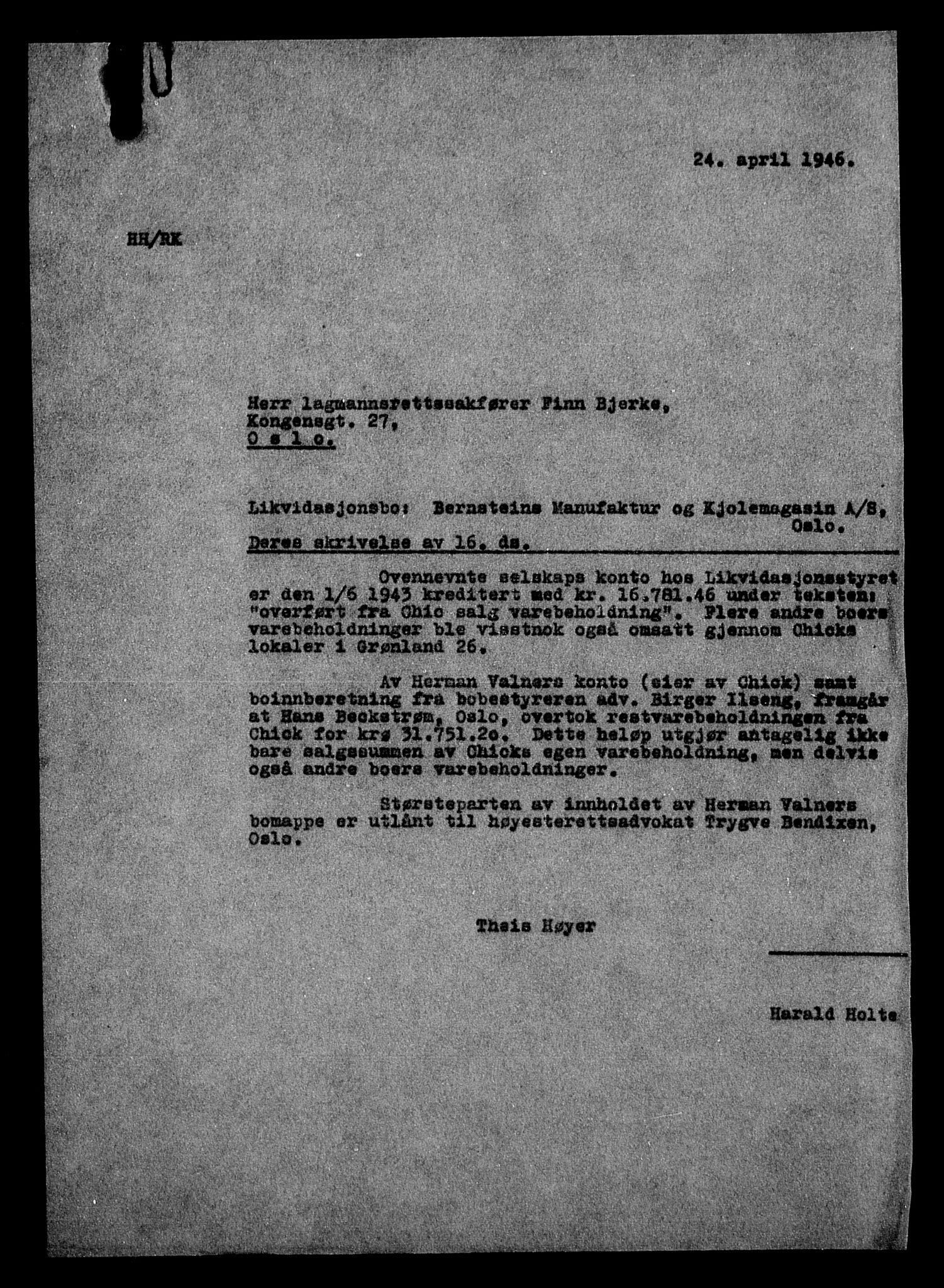 Justisdepartementet, Tilbakeføringskontoret for inndratte formuer, AV/RA-S-1564/H/Hc/Hcc/L0924: --, 1945-1947, s. 43