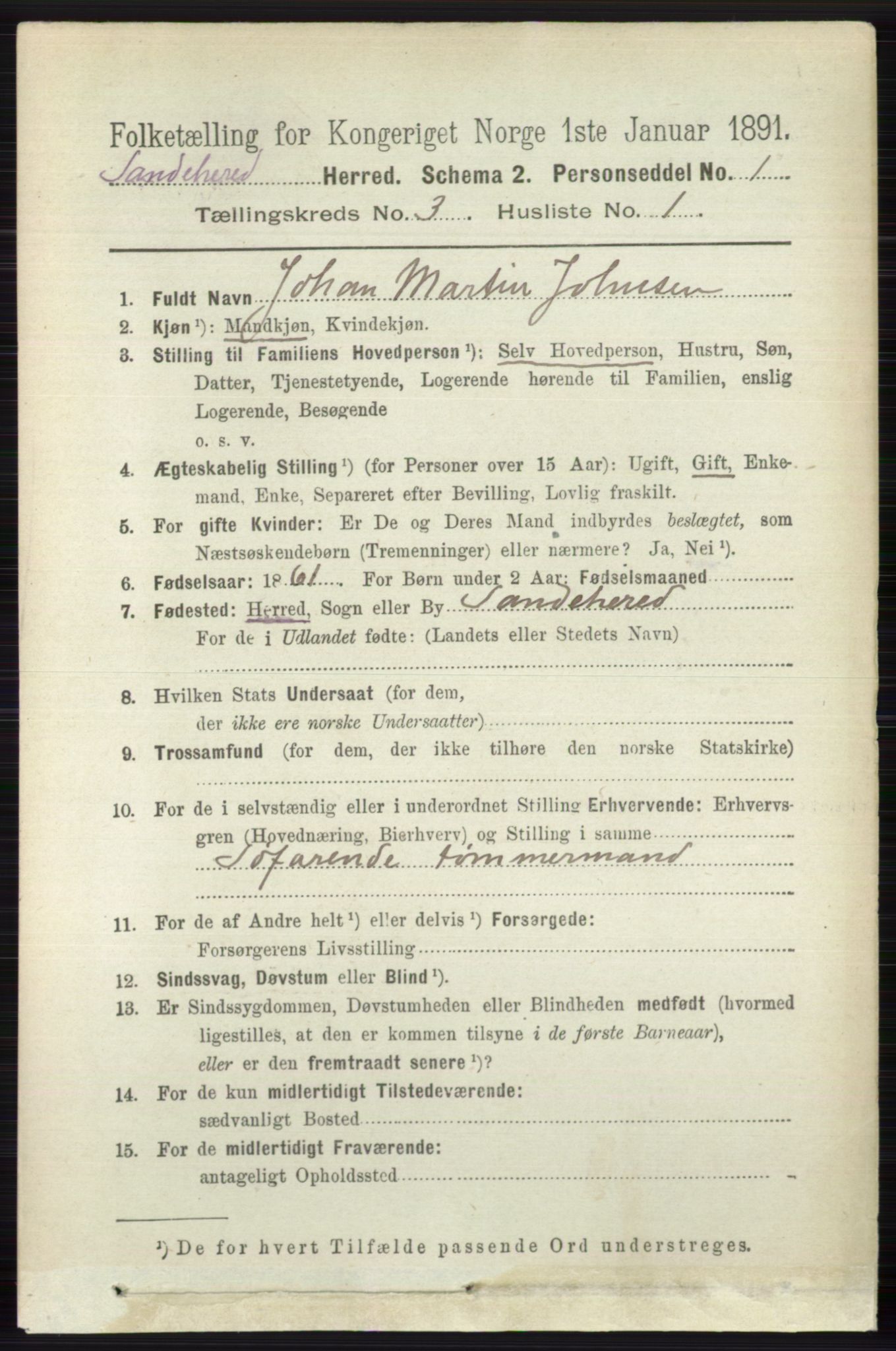 RA, Folketelling 1891 for 0724 Sandeherred herred, 1891, s. 1981