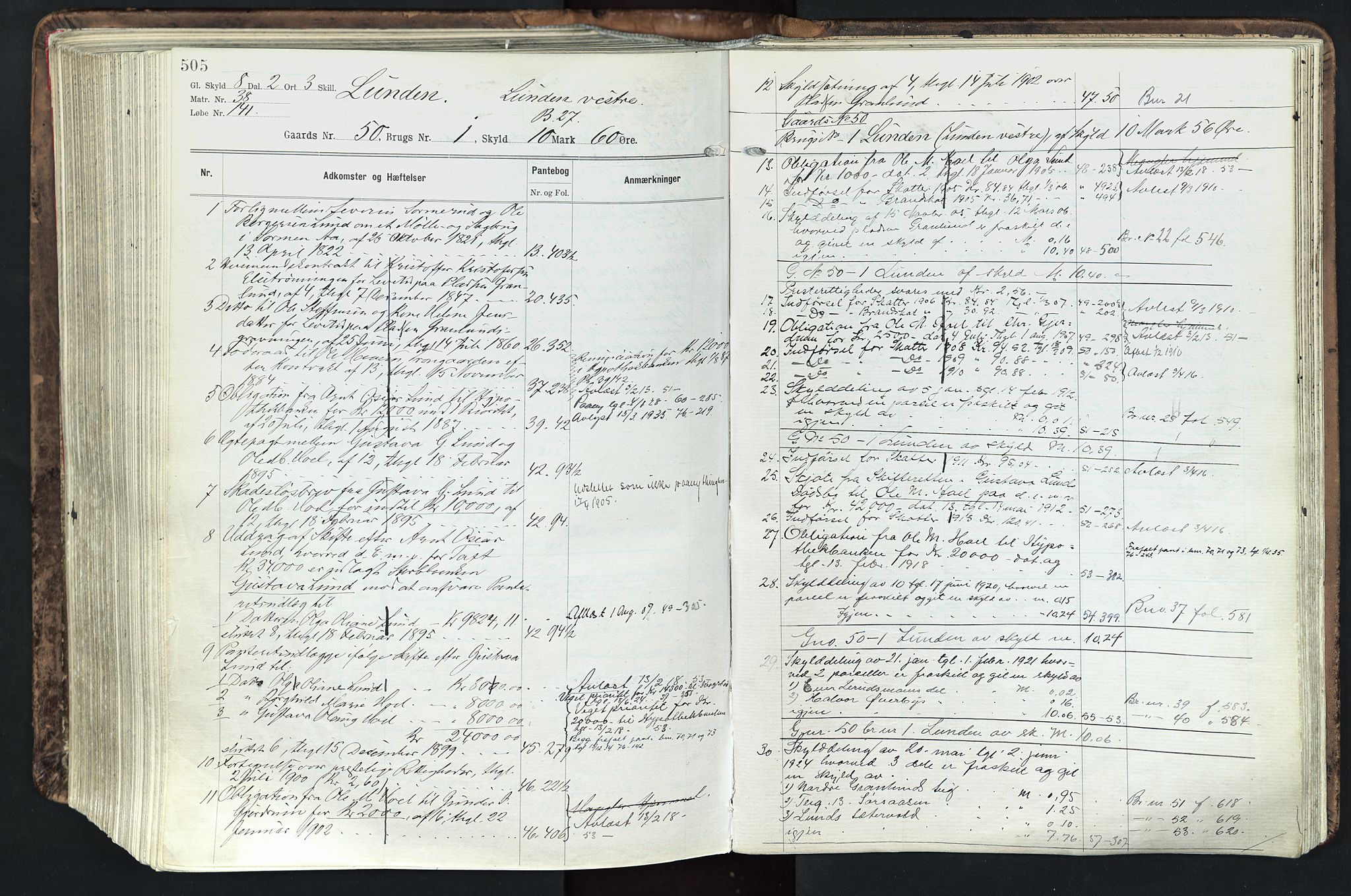 Solør tingrett, AV/SAH-TING-008/H/Ha/Hak/L0003: Panteregister nr. III, 1900-1935, s. 505