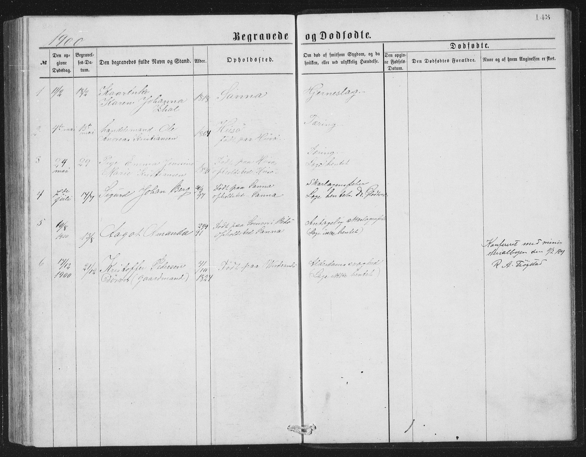 Ministerialprotokoller, klokkerbøker og fødselsregistre - Nordland, SAT/A-1459/840/L0582: Klokkerbok nr. 840C02, 1874-1900, s. 143