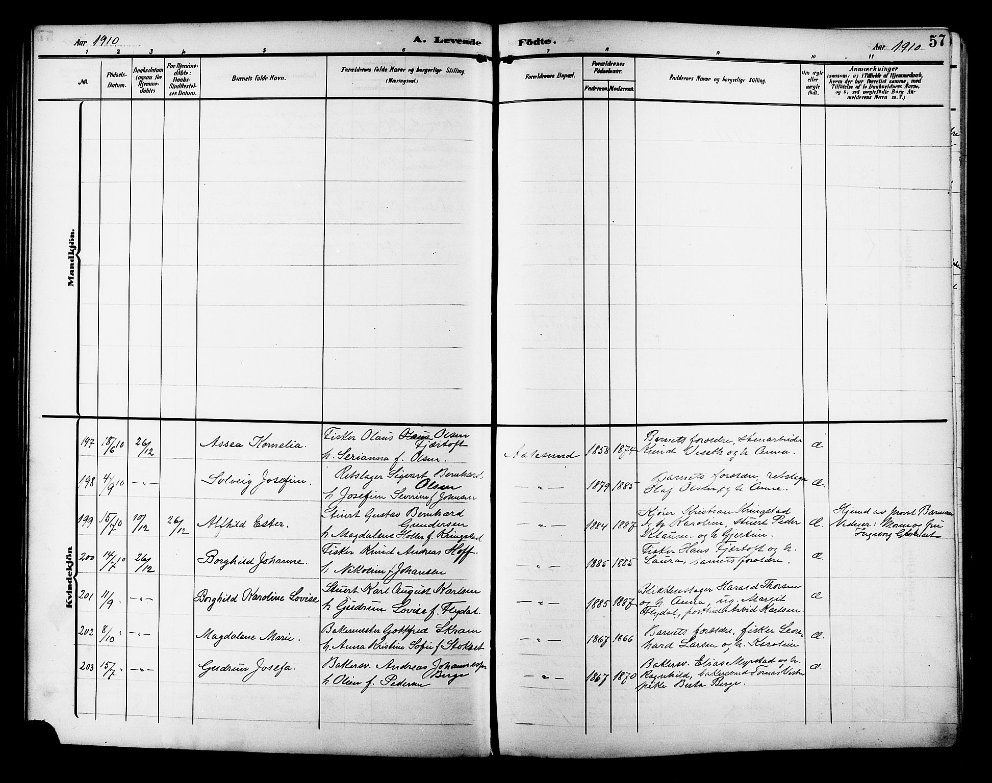 Ministerialprotokoller, klokkerbøker og fødselsregistre - Møre og Romsdal, AV/SAT-A-1454/529/L0471: Klokkerbok nr. 529C08, 1909-1921, s. 57