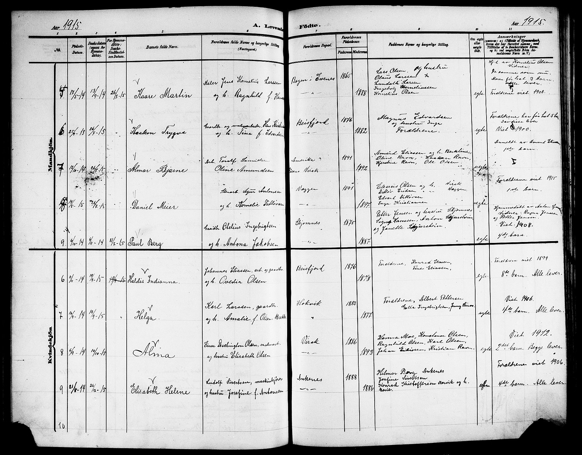 Ministerialprotokoller, klokkerbøker og fødselsregistre - Nordland, SAT/A-1459/866/L0954: Klokkerbok nr. 866C03, 1905-1923