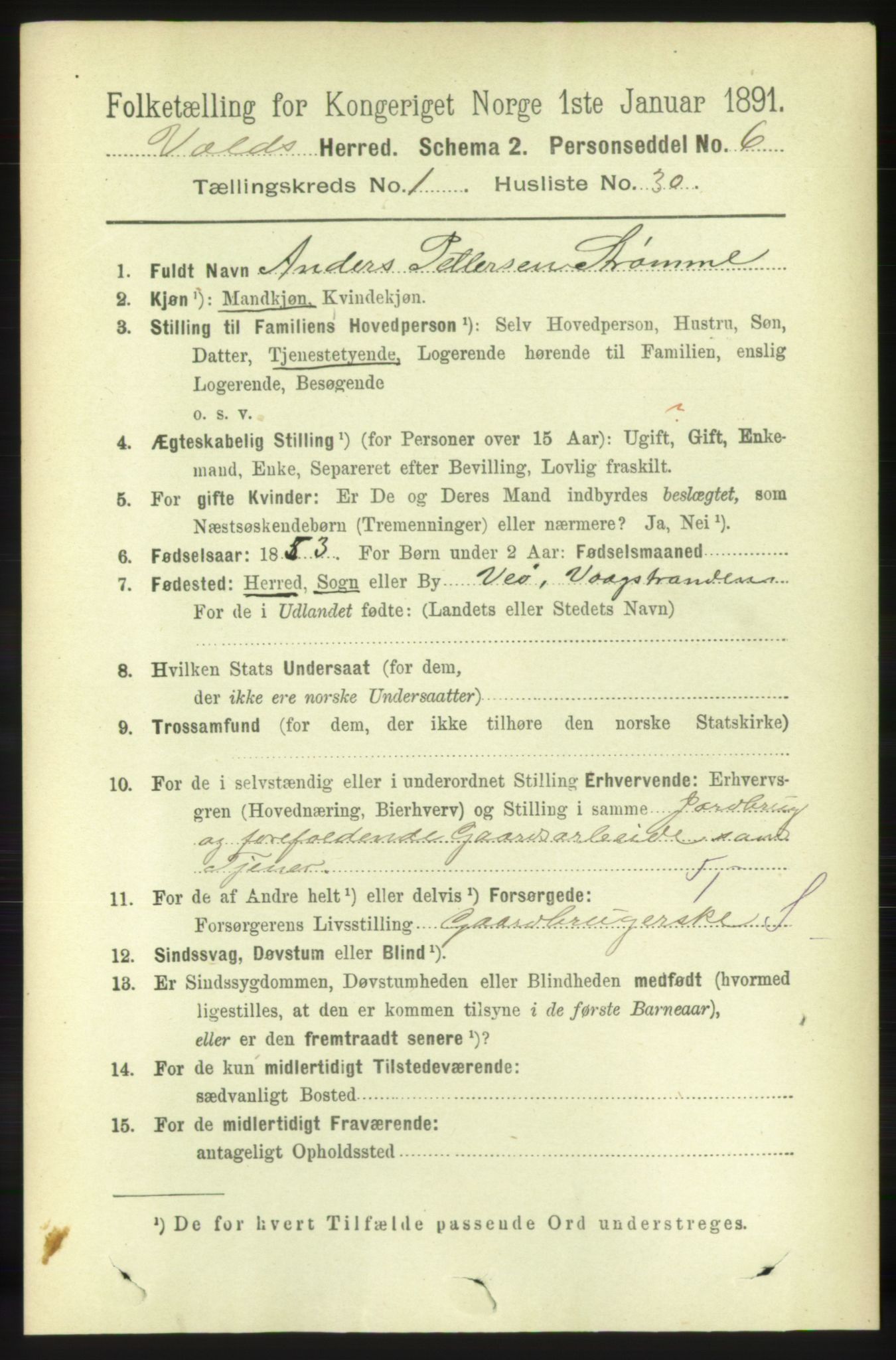 RA, Folketelling 1891 for 1537 Voll herred, 1891, s. 267