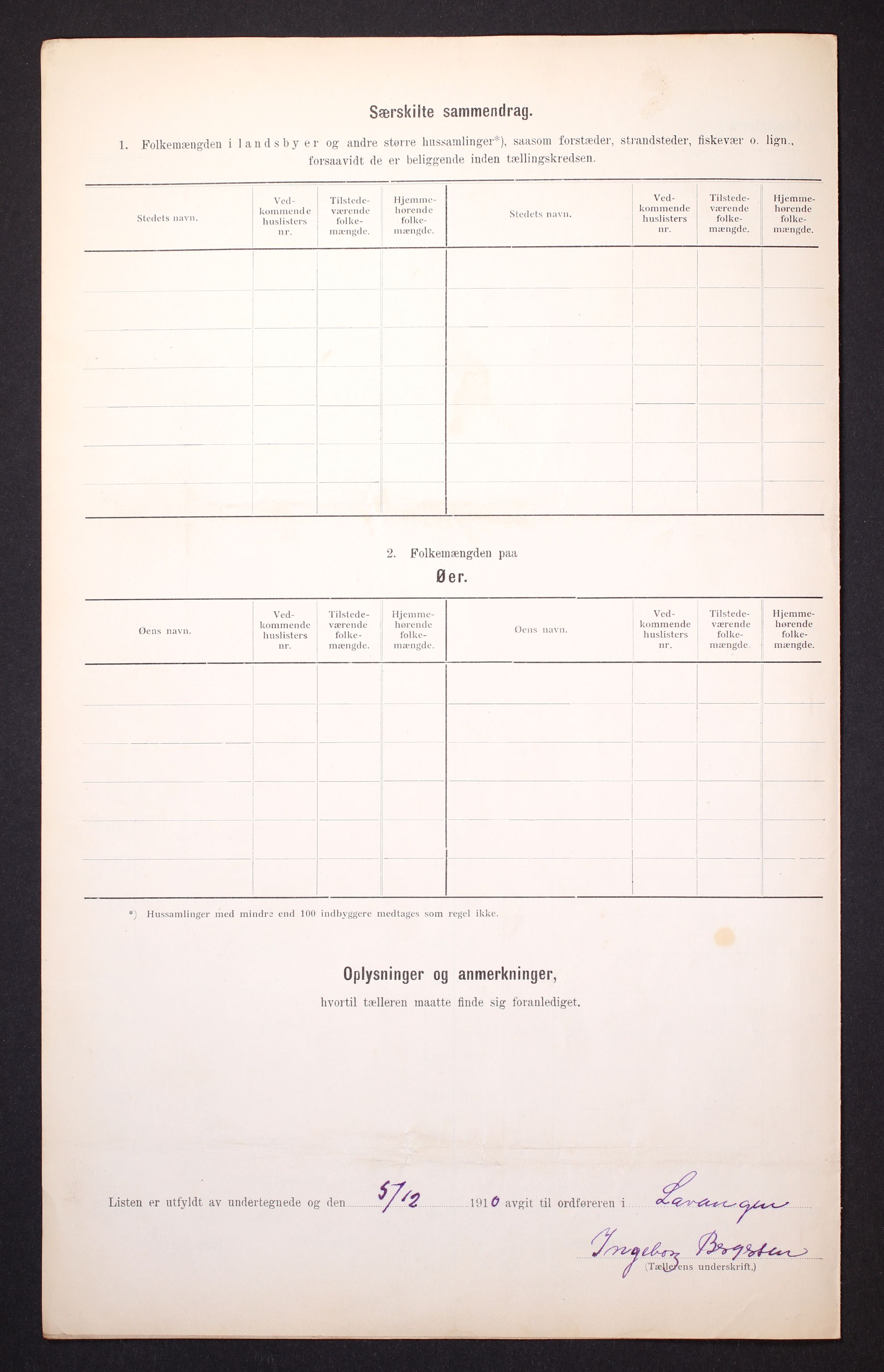 RA, Folketelling 1910 for 1920 Lavangen herred, 1910, s. 21