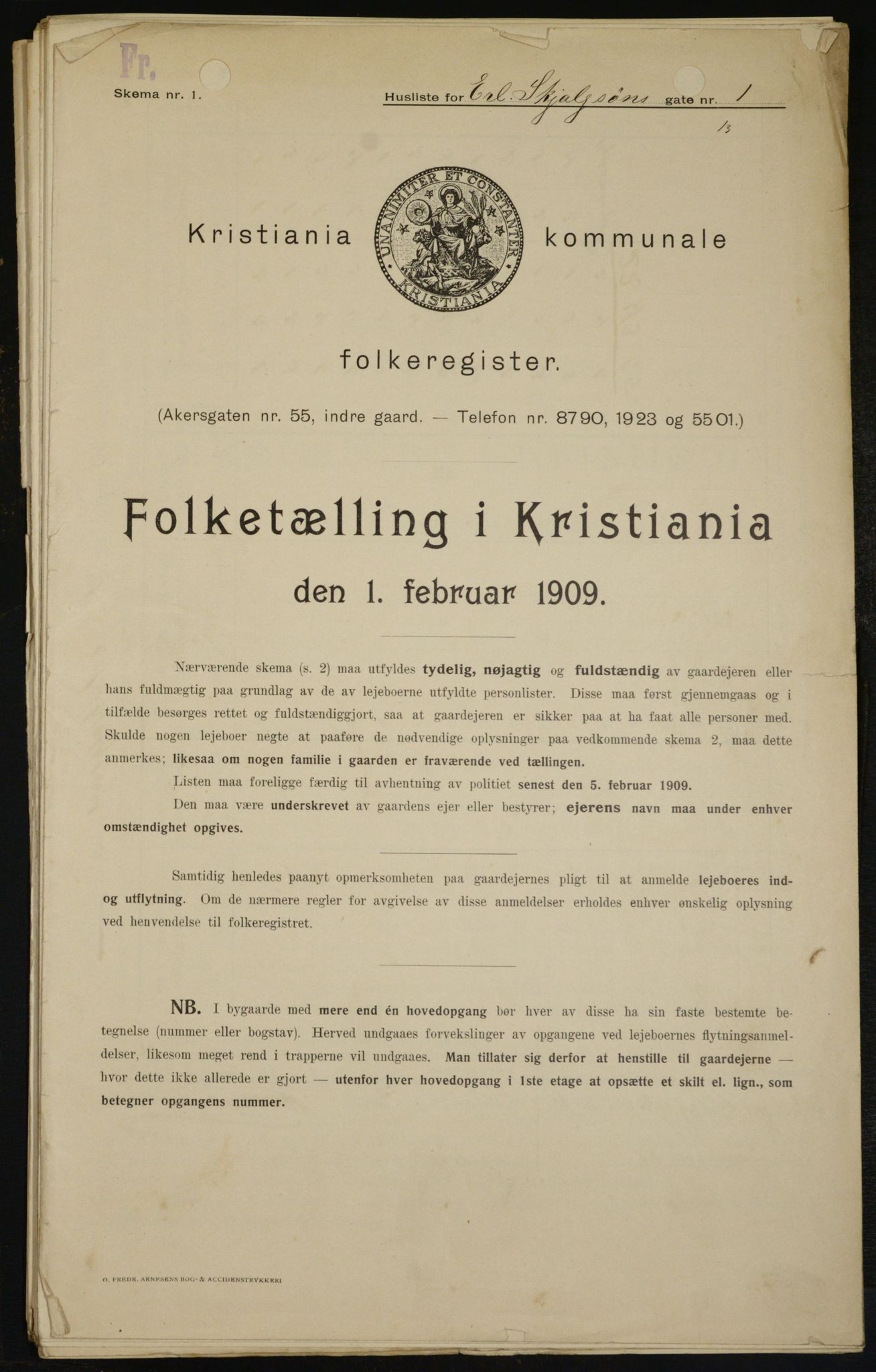 OBA, Kommunal folketelling 1.2.1909 for Kristiania kjøpstad, 1909, s. 19863