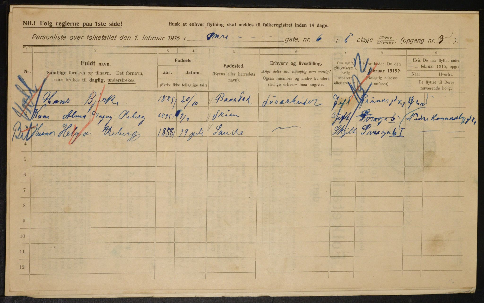 OBA, Kommunal folketelling 1.2.1916 for Kristiania, 1916, s. 133568