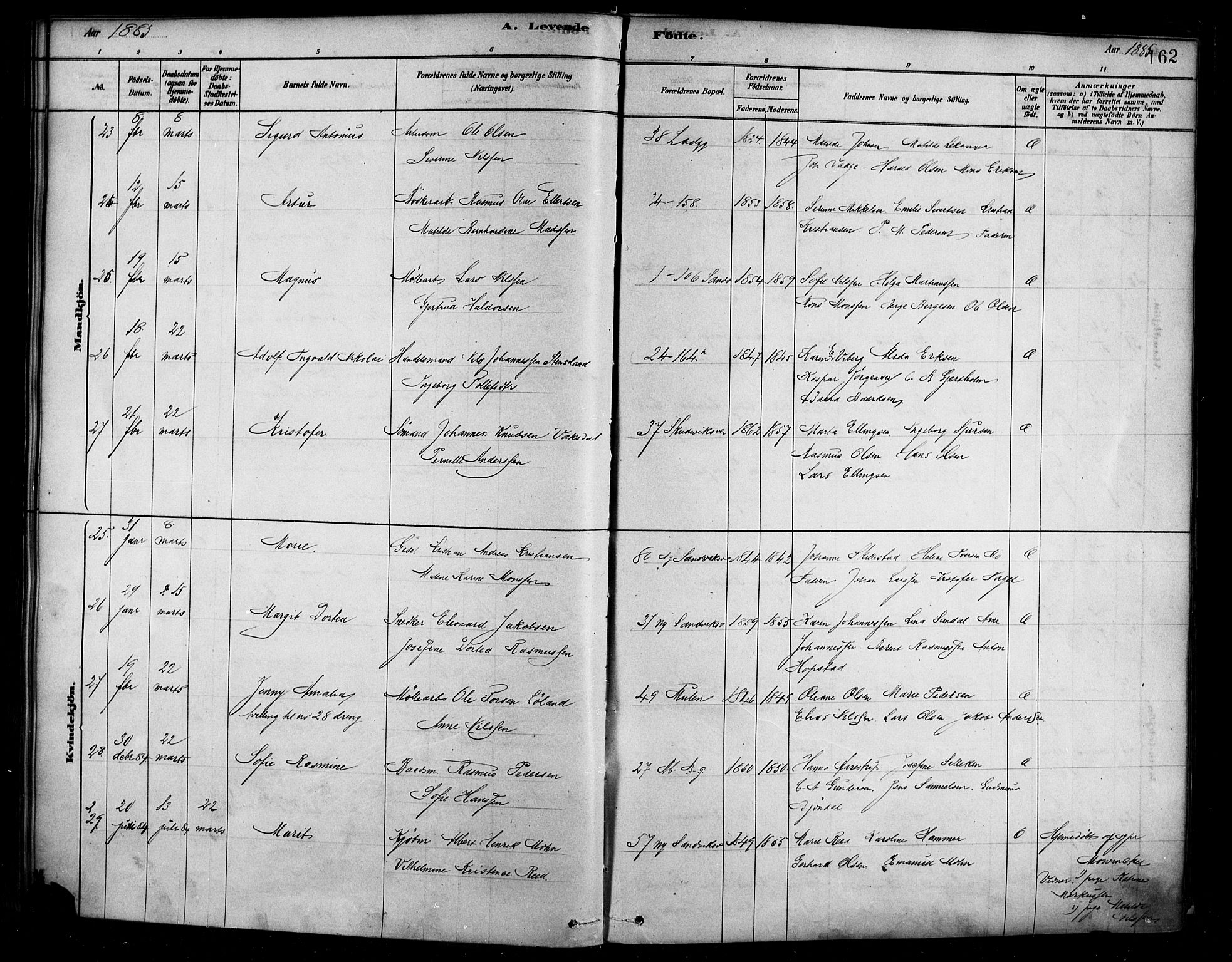 Sandviken Sokneprestembete, AV/SAB-A-77601/H/Ha/L0004: Ministerialbok nr. B 1, 1878-1891, s. 162