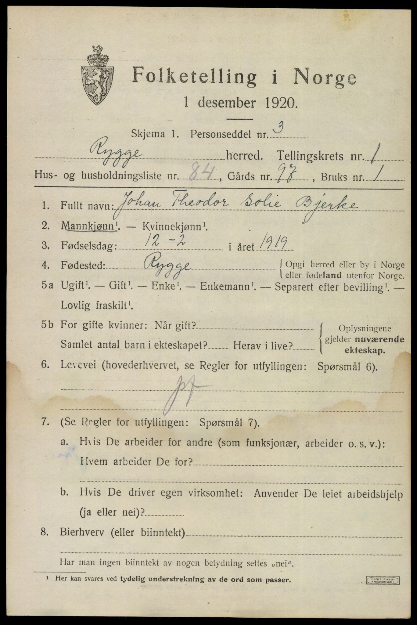 SAO, Folketelling 1920 for 0136 Rygge herred, 1920, s. 3215