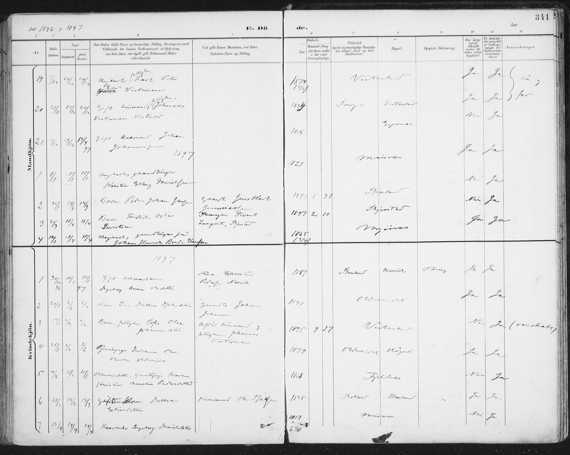 Ministerialprotokoller, klokkerbøker og fødselsregistre - Nordland, SAT/A-1459/852/L0741: Ministerialbok nr. 852A11, 1894-1917, s. 341