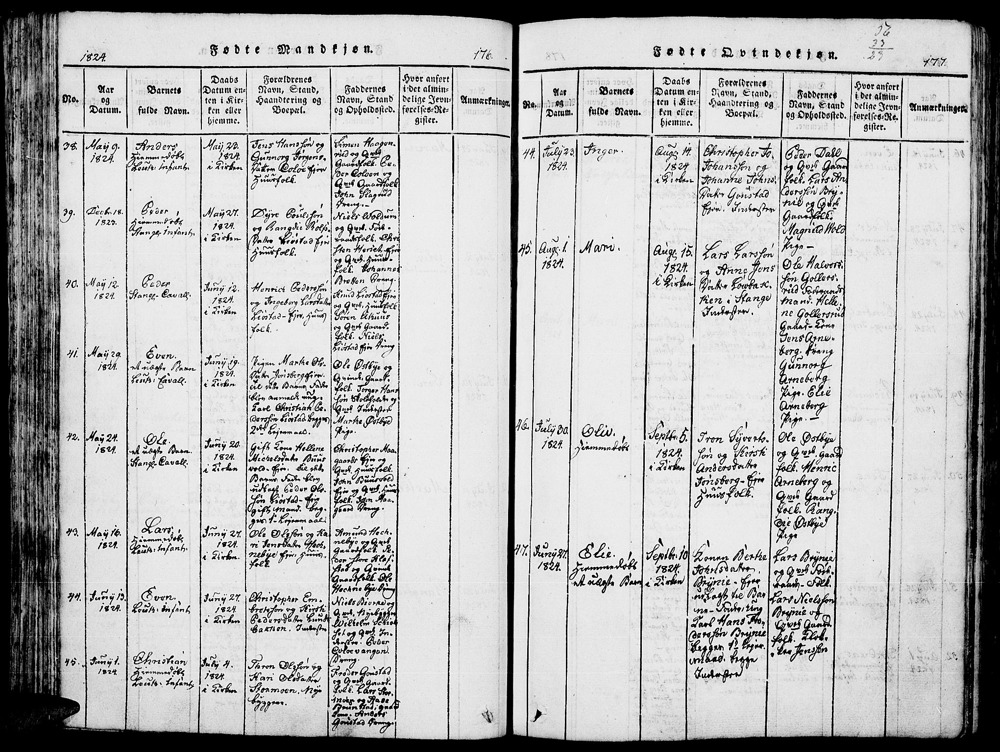 Romedal prestekontor, AV/SAH-PREST-004/K/L0002: Ministerialbok nr. 2, 1814-1828, s. 176-177
