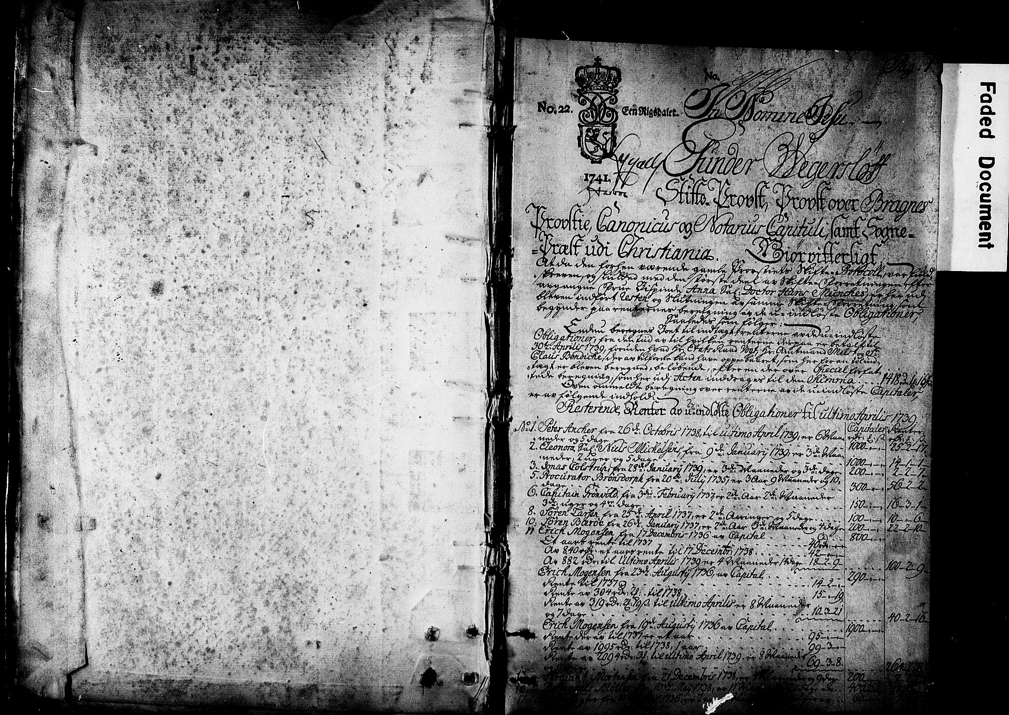Bragernes prosti, AV/SAKO-A-430/O/Ob/L0002: Skifteprotokoll, 1739-1776, s. 0-1
