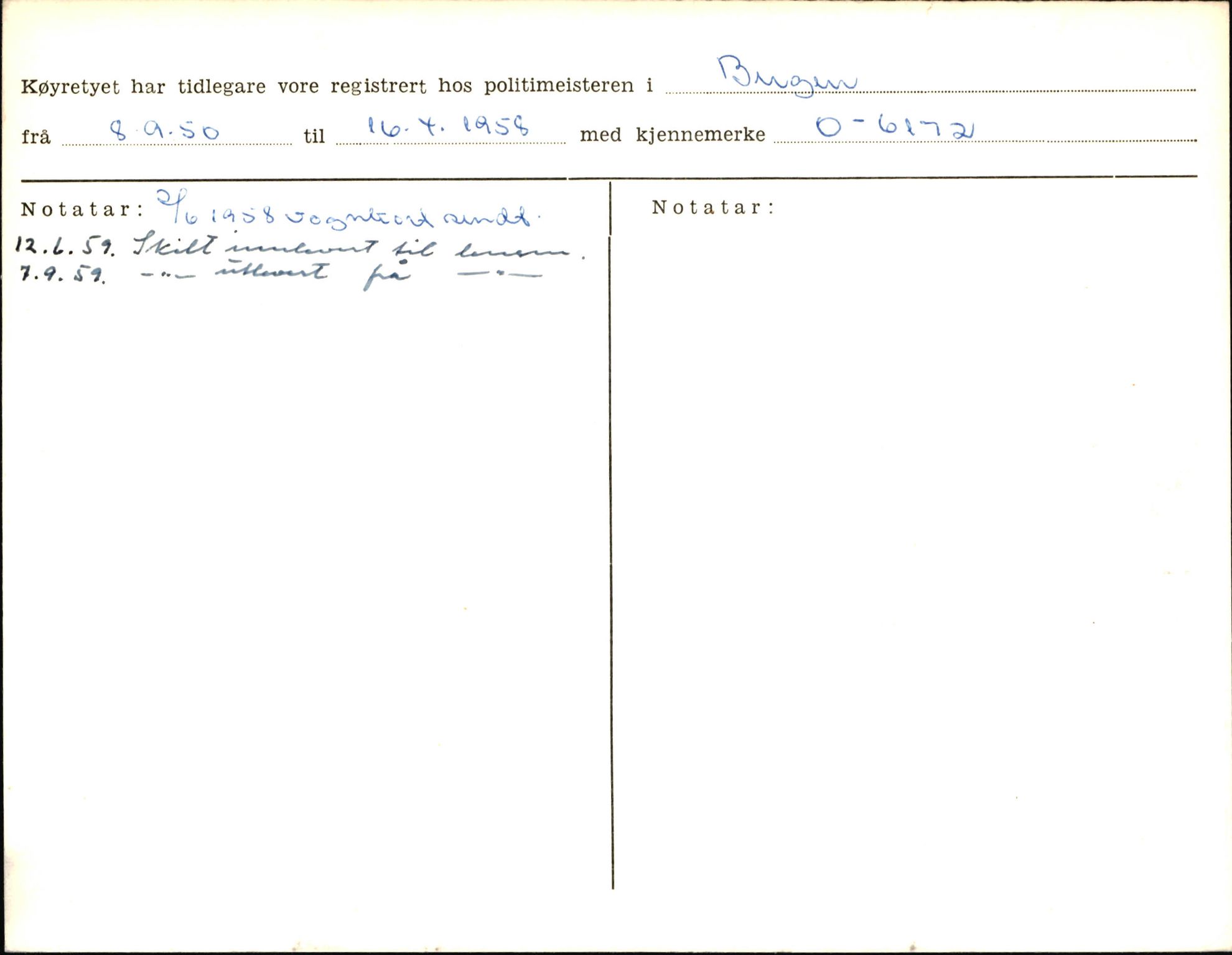 Statens vegvesen, Sogn og Fjordane vegkontor, AV/SAB-A-5301/4/F/L0006: Registerkort utmeldte Fjordane S8300-9500, 1930-1961, s. 39