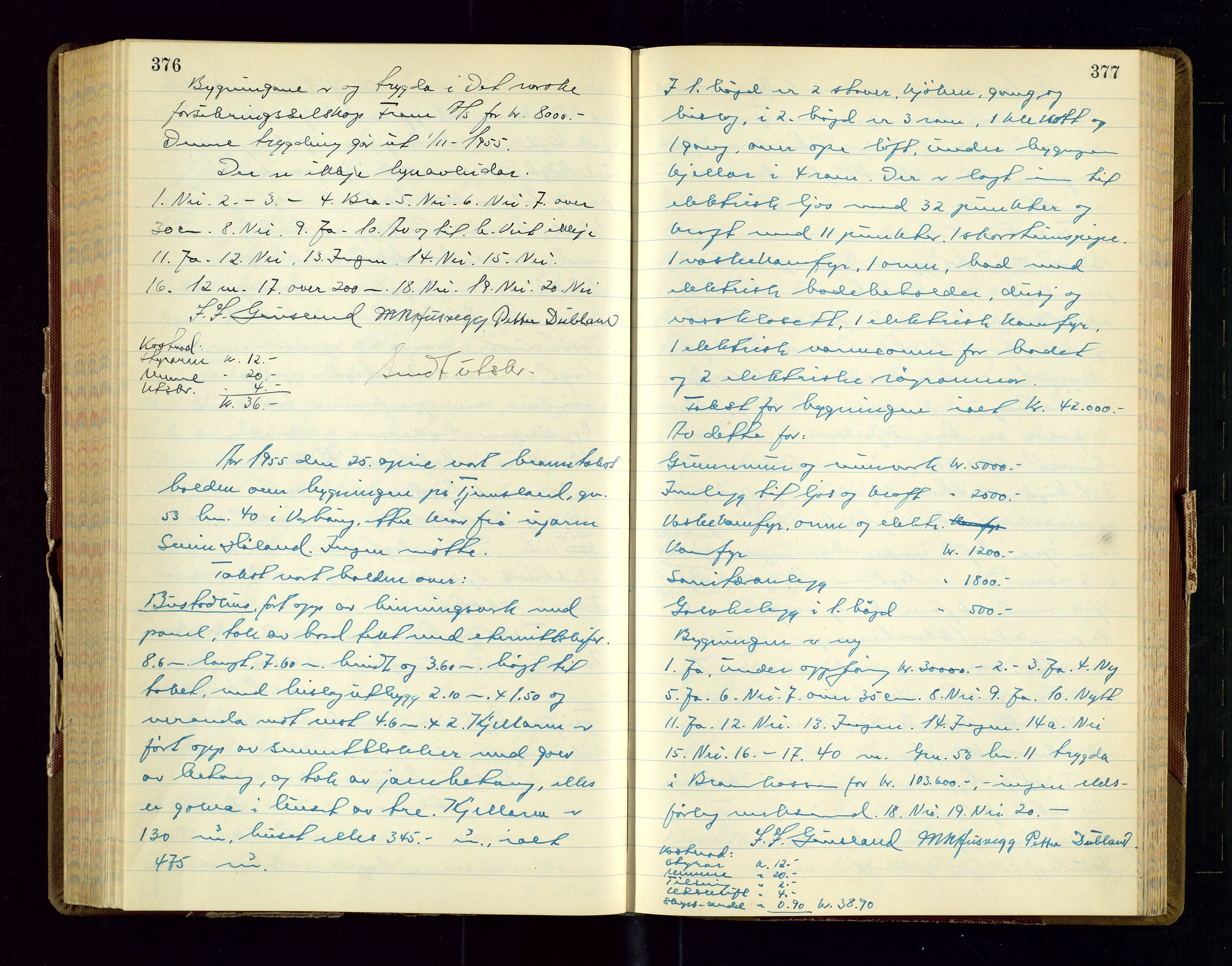Hå lensmannskontor, AV/SAST-A-100456/Goa/L0012: Takstprotokoll, 1952-1955, s. 376-377