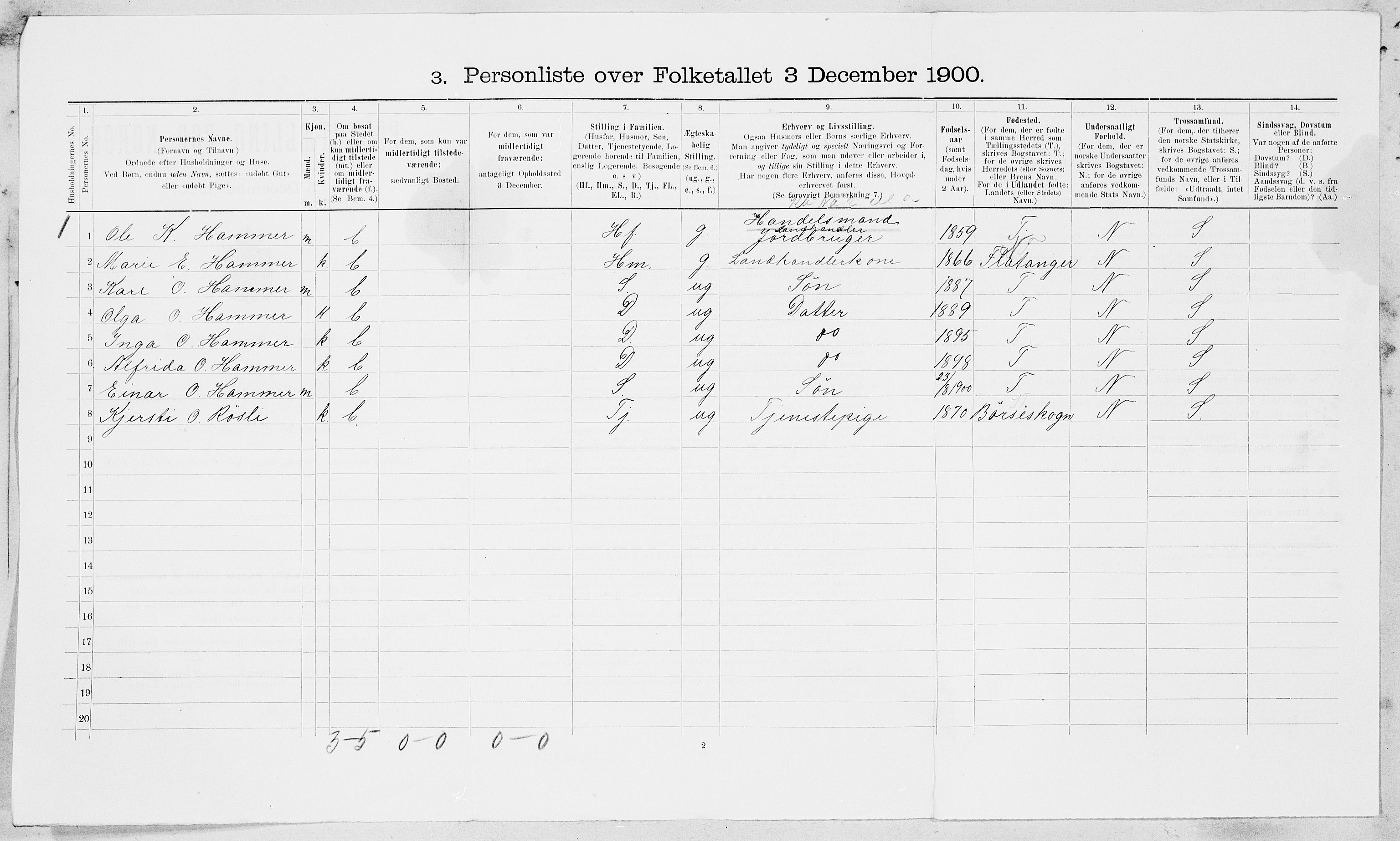 SAT, Folketelling 1900 for 1656 Buvik herred, 1900, s. 13