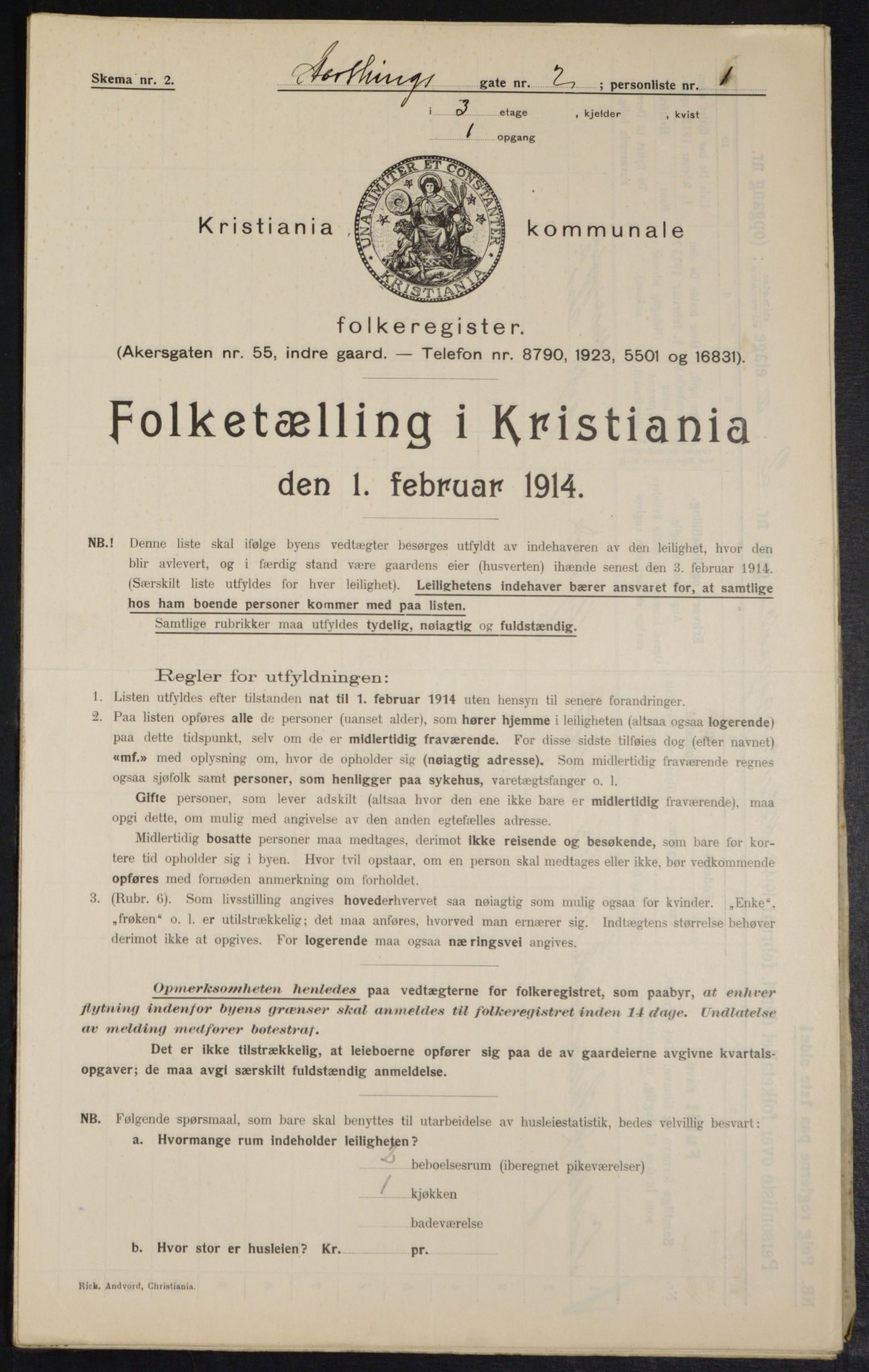 OBA, Kommunal folketelling 1.2.1914 for Kristiania, 1914, s. 104197