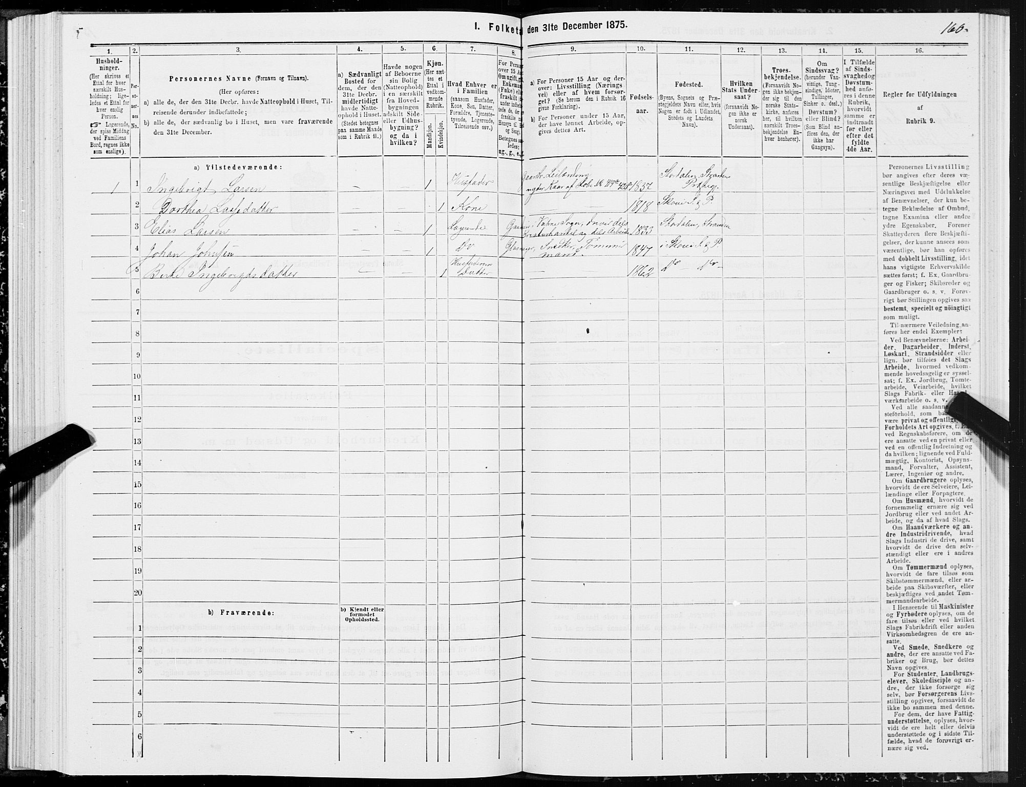 SAT, Folketelling 1875 for 1529P Skodje prestegjeld, 1875, s. 1160