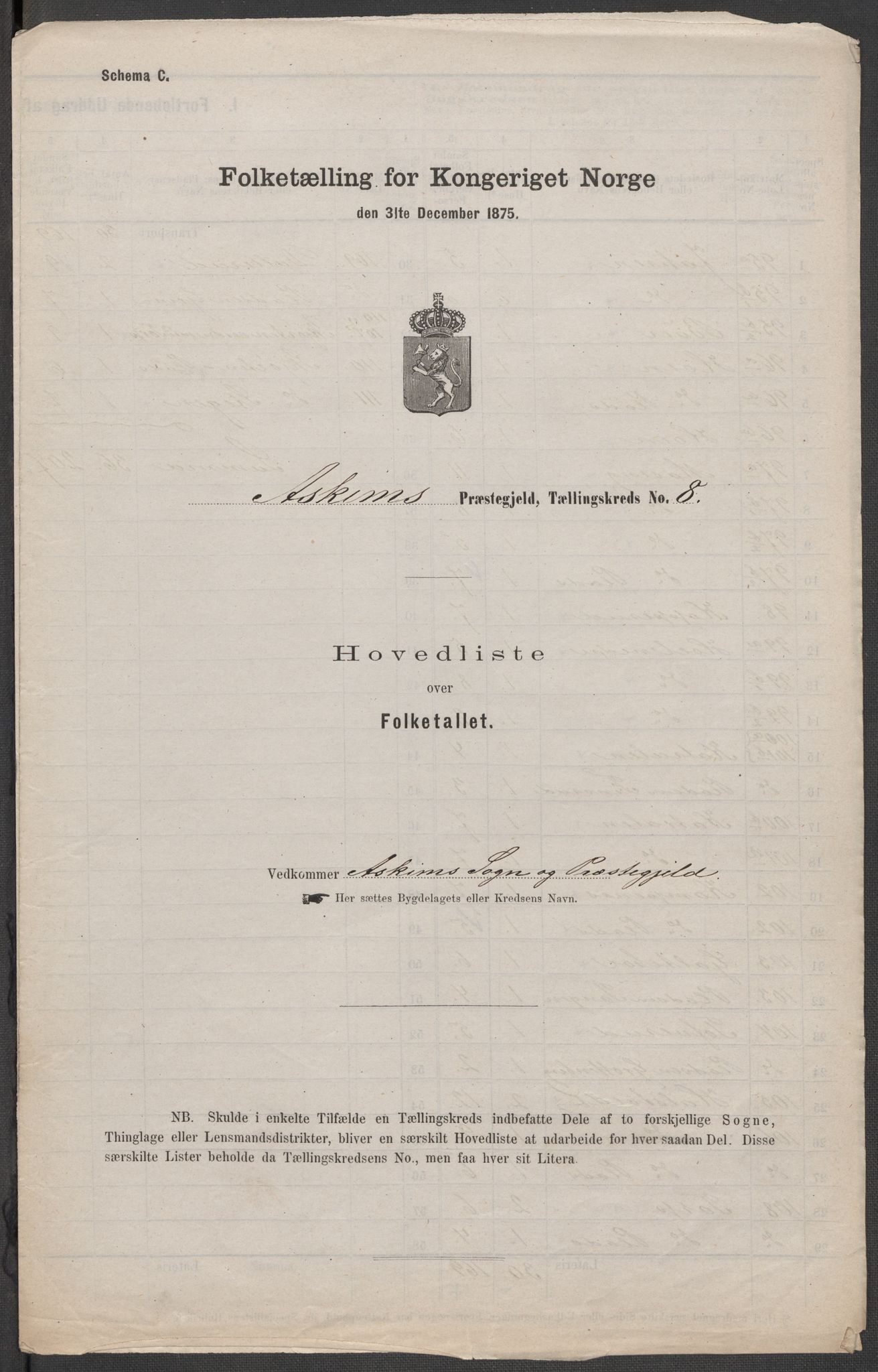 RA, Folketelling 1875 for 0124P Askim prestegjeld, 1875, s. 22
