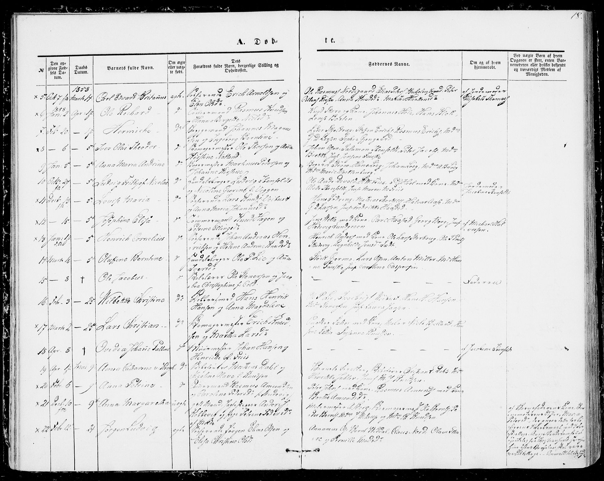 Ministerialprotokoller, klokkerbøker og fødselsregistre - Møre og Romsdal, AV/SAT-A-1454/529/L0451: Ministerialbok nr. 529A01, 1855-1863, s. 18