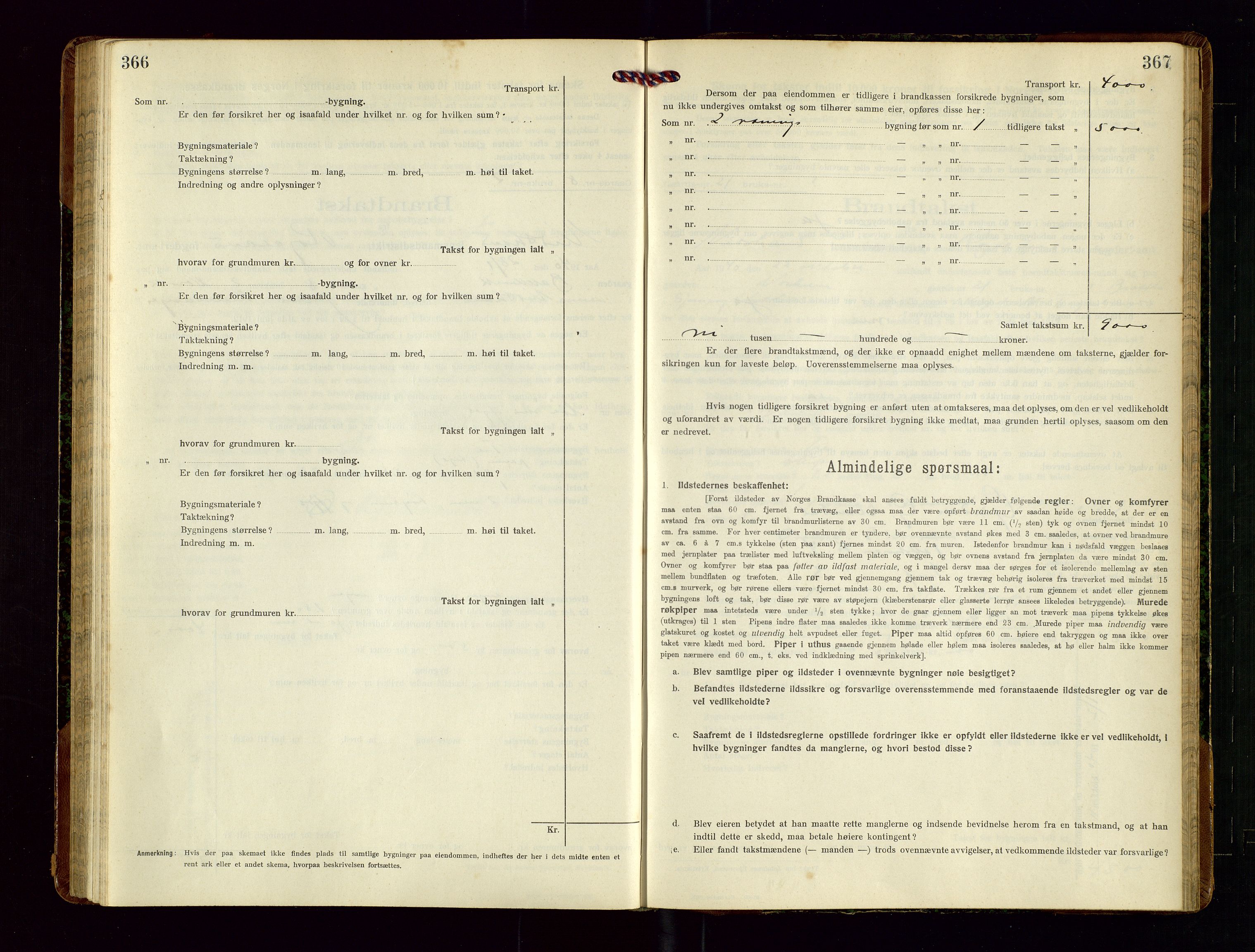 Nedstrand lensmannskontor, SAST/A-100236/Gob/L0002: "Brandtakstprotokol for Nerstrand lensmandsdistrikt Rogaland Fylke", 1916-1949, s. 366-367