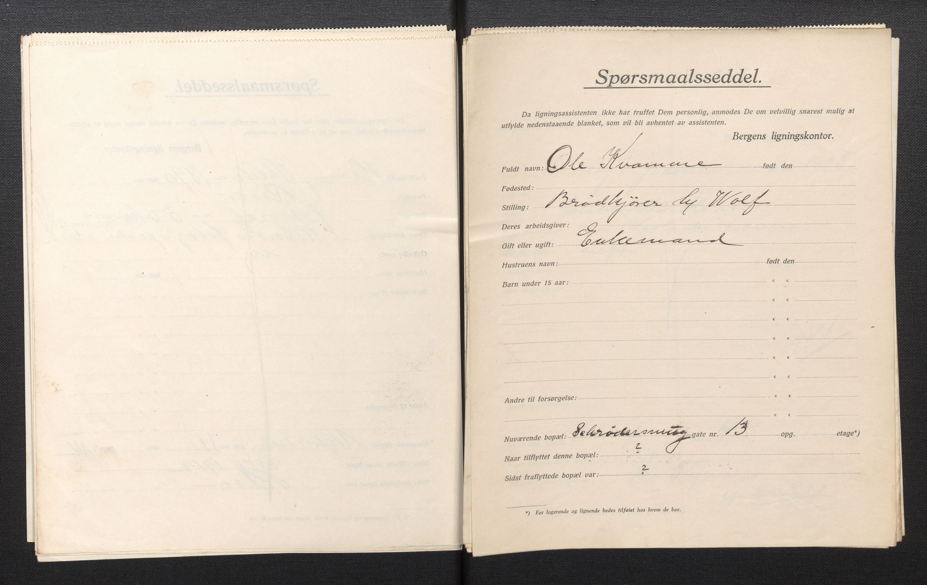 SAB, Kommunal folketelling 1913 for Bergen kjøpstad, 1913, s. 54
