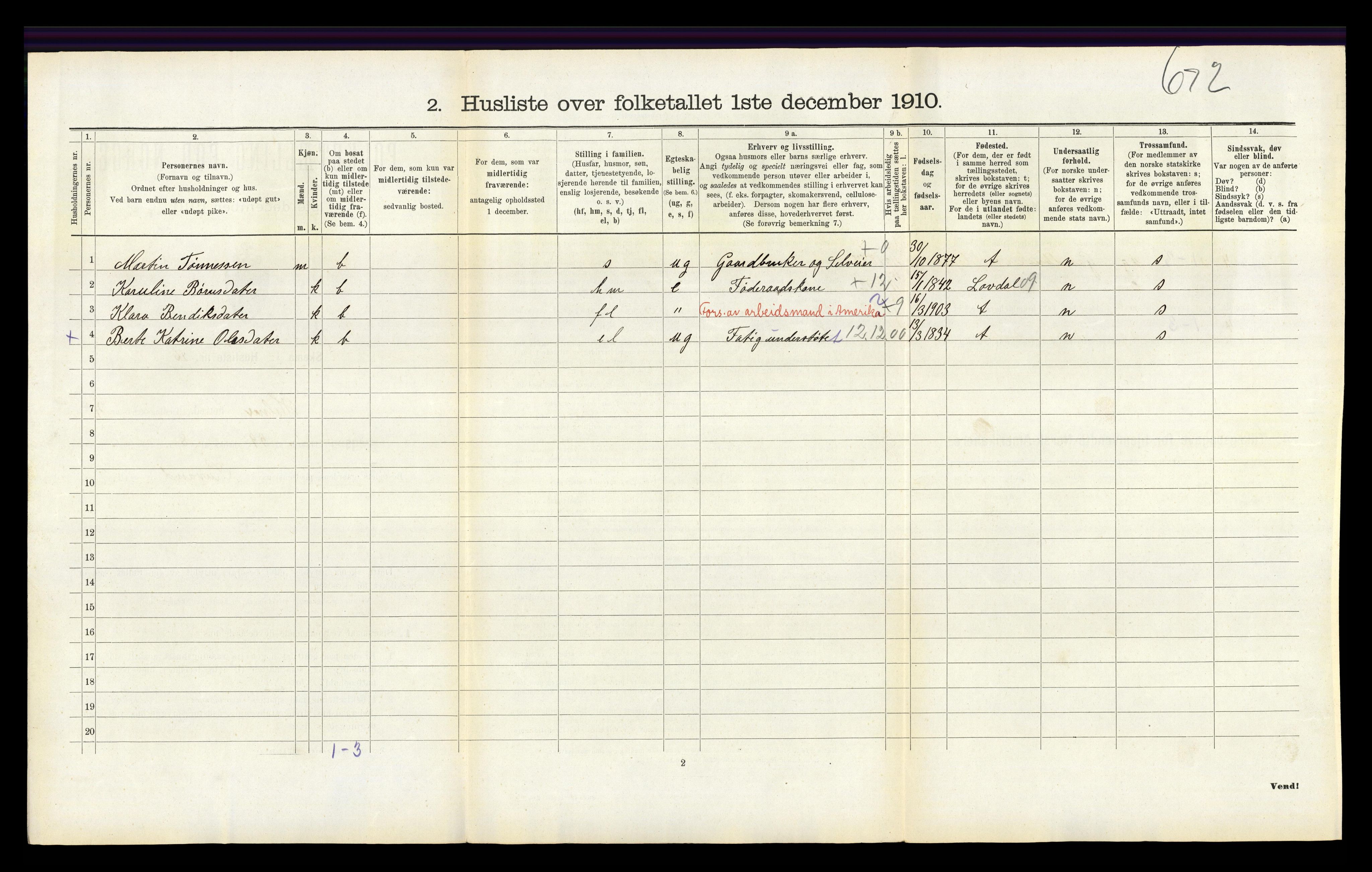 RA, Folketelling 1910 for 1020 Holum herred, 1910, s. 363