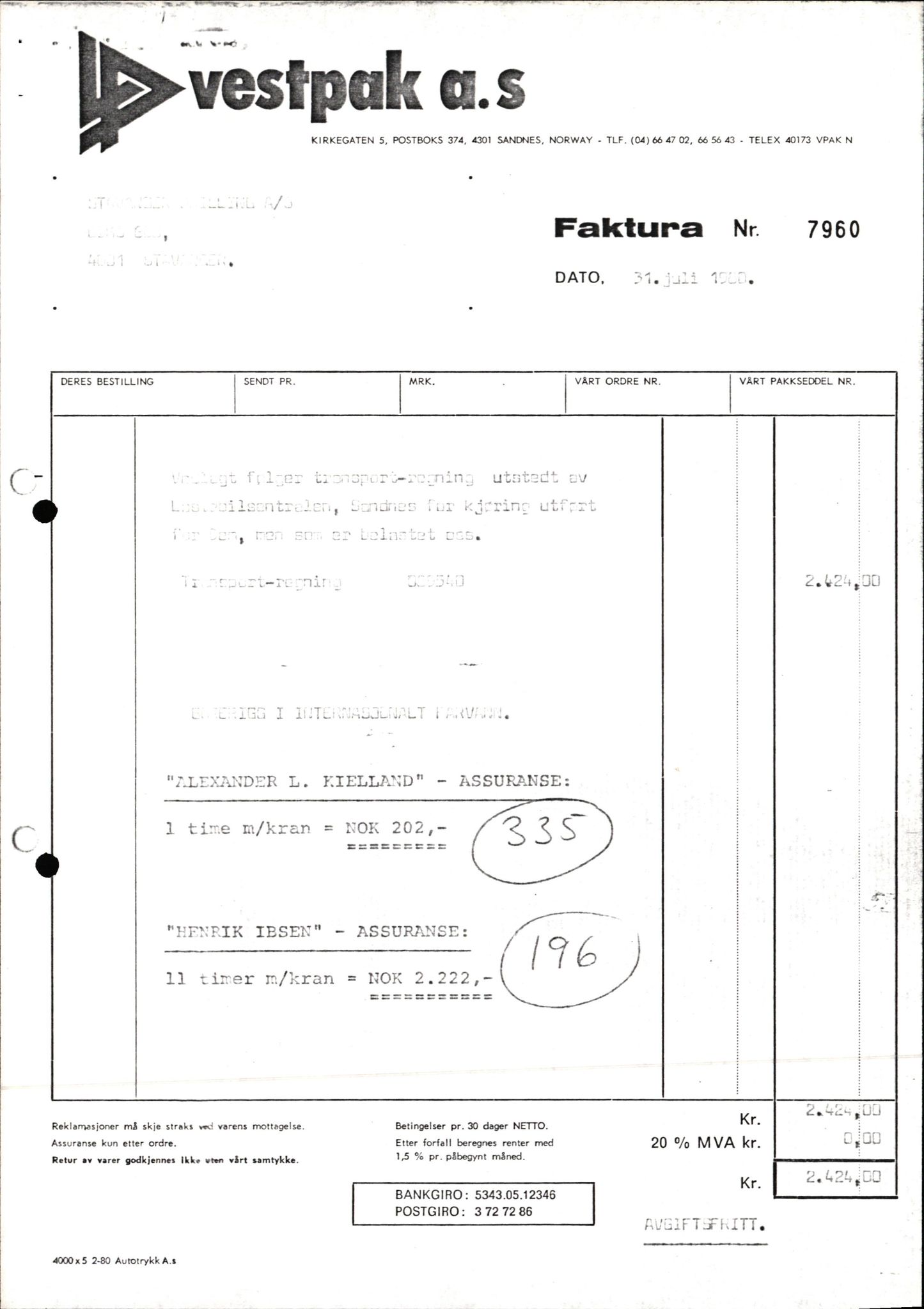 Pa 1503 - Stavanger Drilling AS, AV/SAST-A-101906/2/E/Ec/Eca/L0013: Sak og korrespondanse, 1980-1982