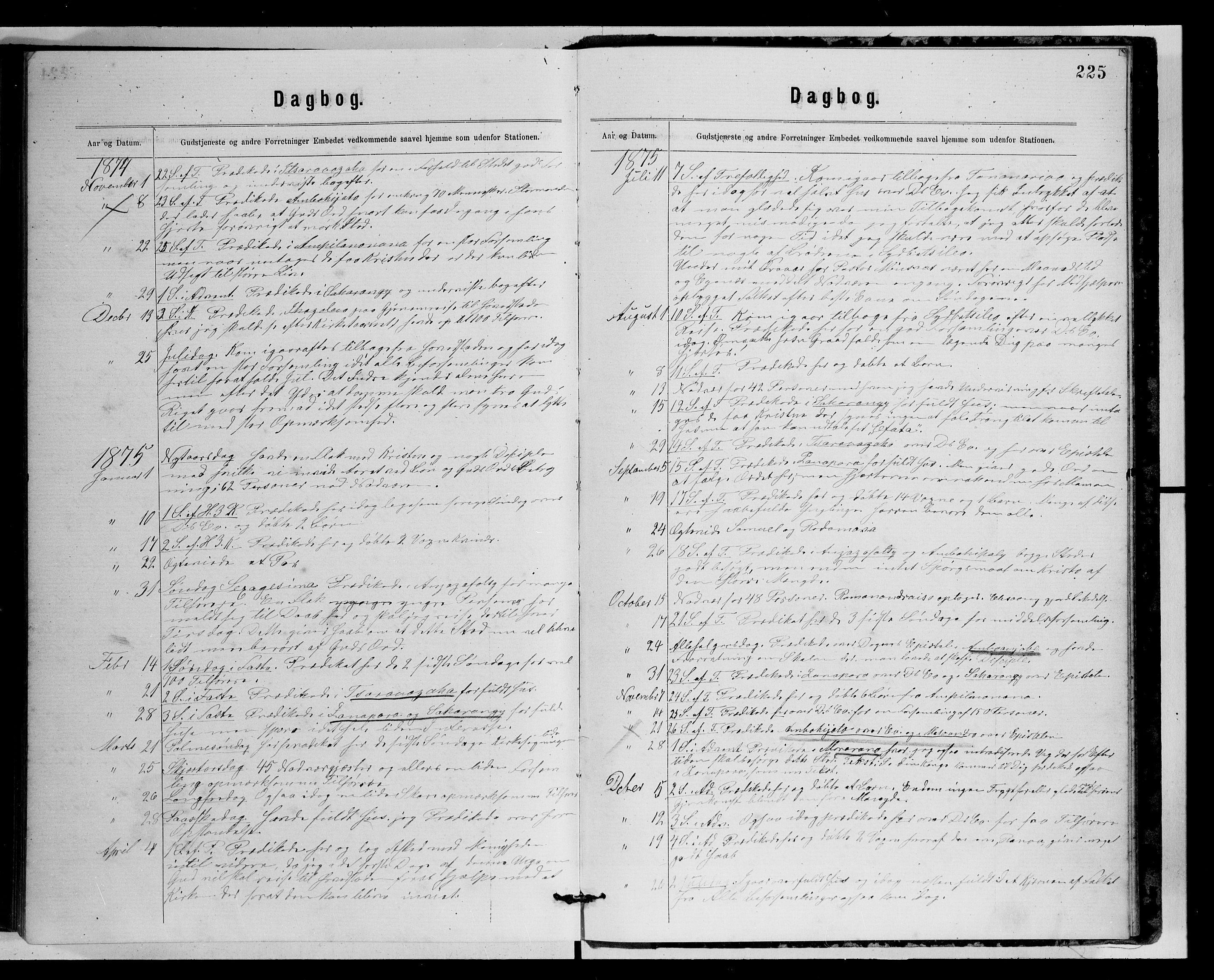Archives FLM/NMS, Madagaskar, VID/MA-A-1163/D/Db/L0269: Ministerialbok nr. 1, 1867-1884, s. 225