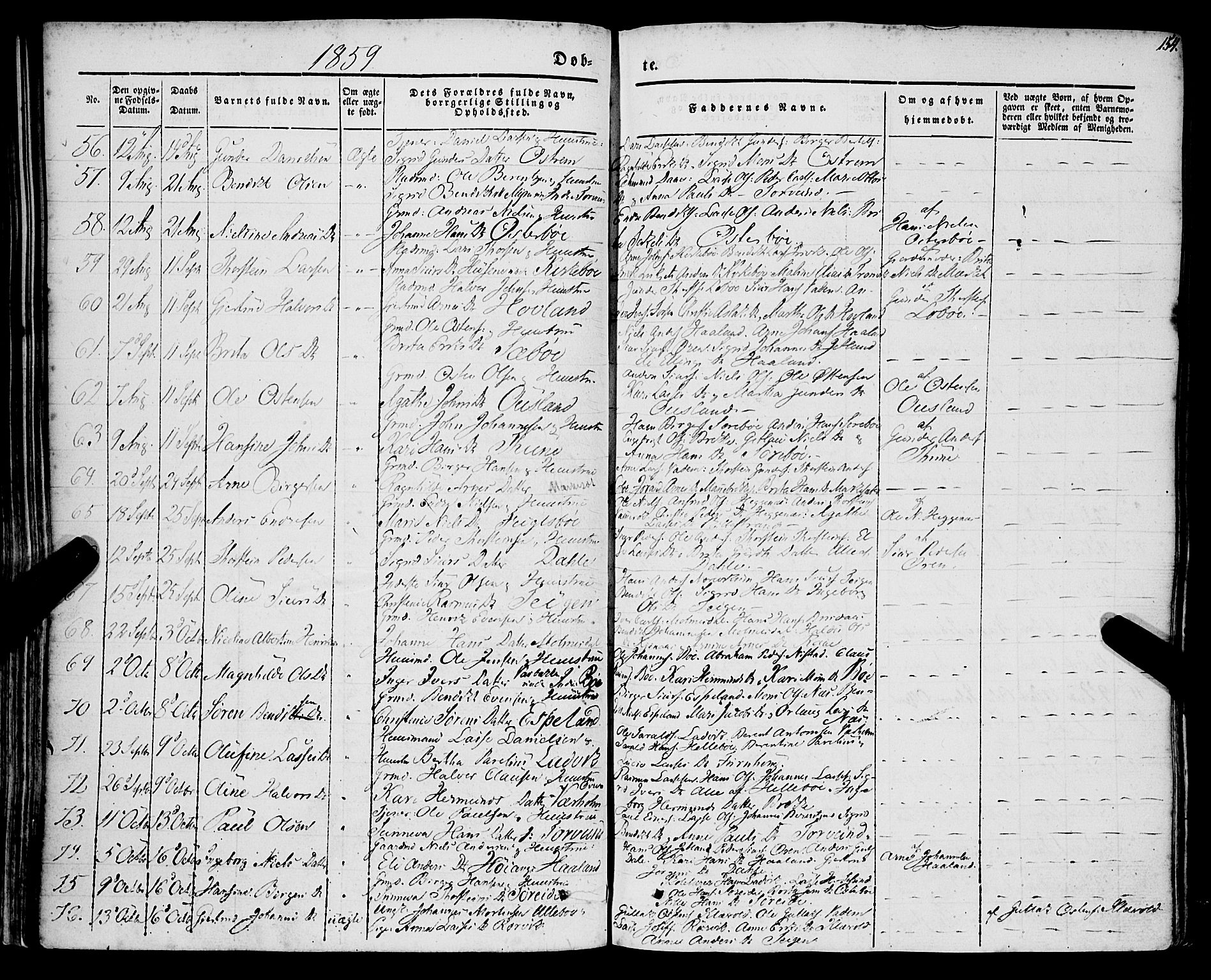 Lavik sokneprestembete, SAB/A-80901: Ministerialbok nr. A 3, 1843-1863, s. 154