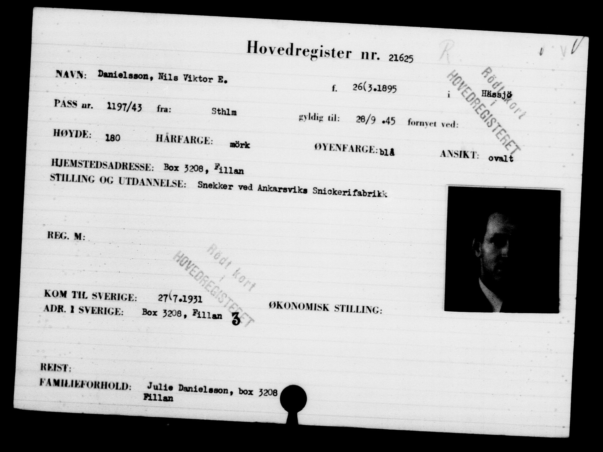 Den Kgl. Norske Legasjons Flyktningskontor, AV/RA-S-6753/V/Va/L0009: Kjesäterkartoteket.  Flyktningenr. 18502-22048, 1940-1945, s. 2650