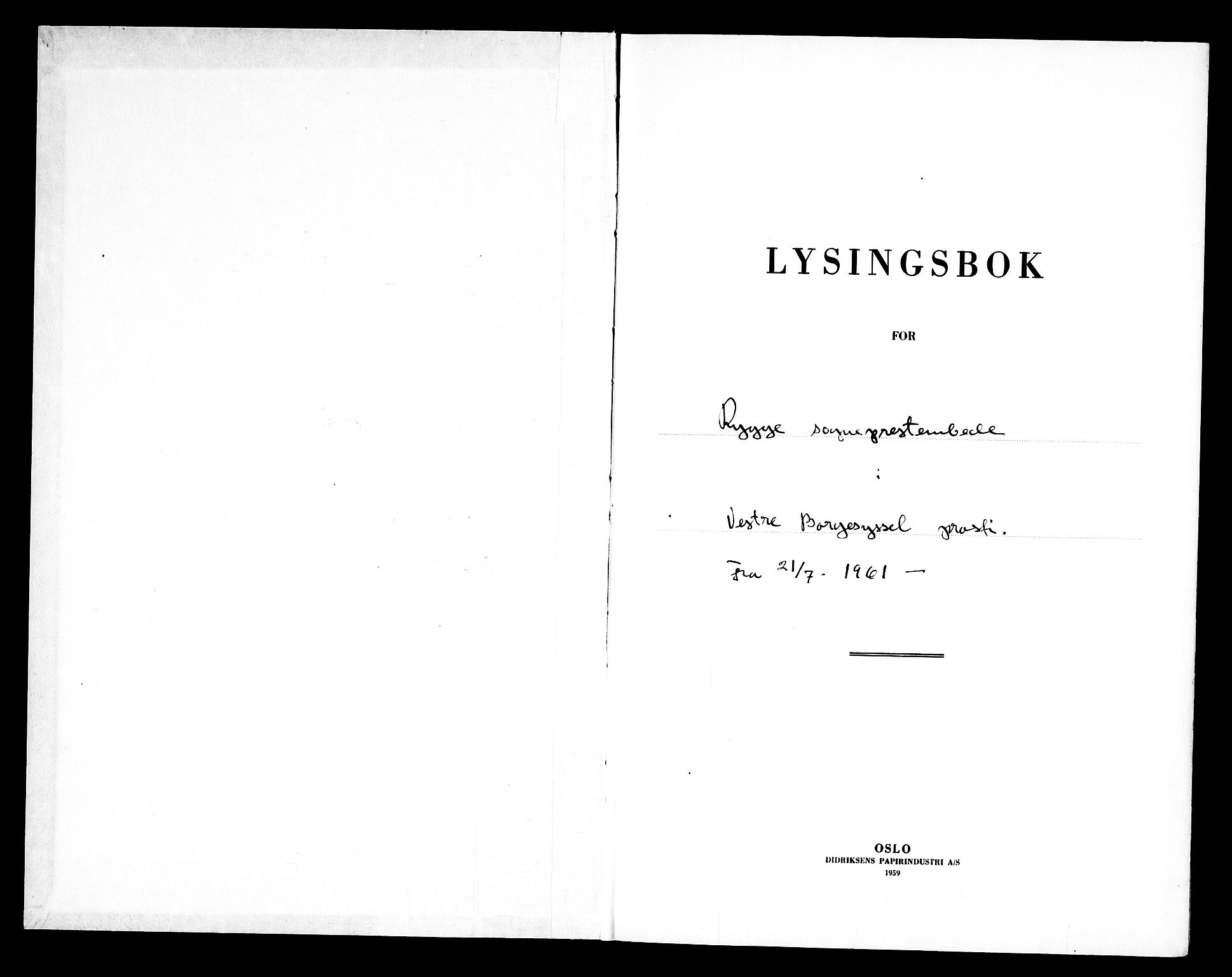 Rygge prestekontor Kirkebøker, SAO/A-10084b/H/Ha/L0003: Lysningsprotokoll nr. 3, 1961-1969