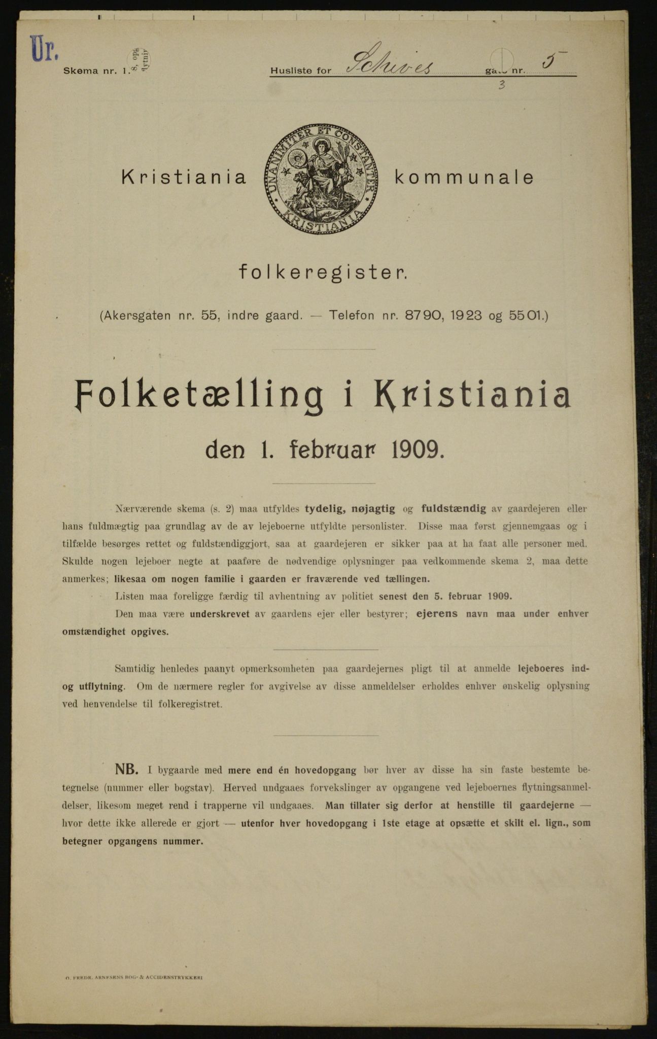 OBA, Kommunal folketelling 1.2.1909 for Kristiania kjøpstad, 1909, s. 81430