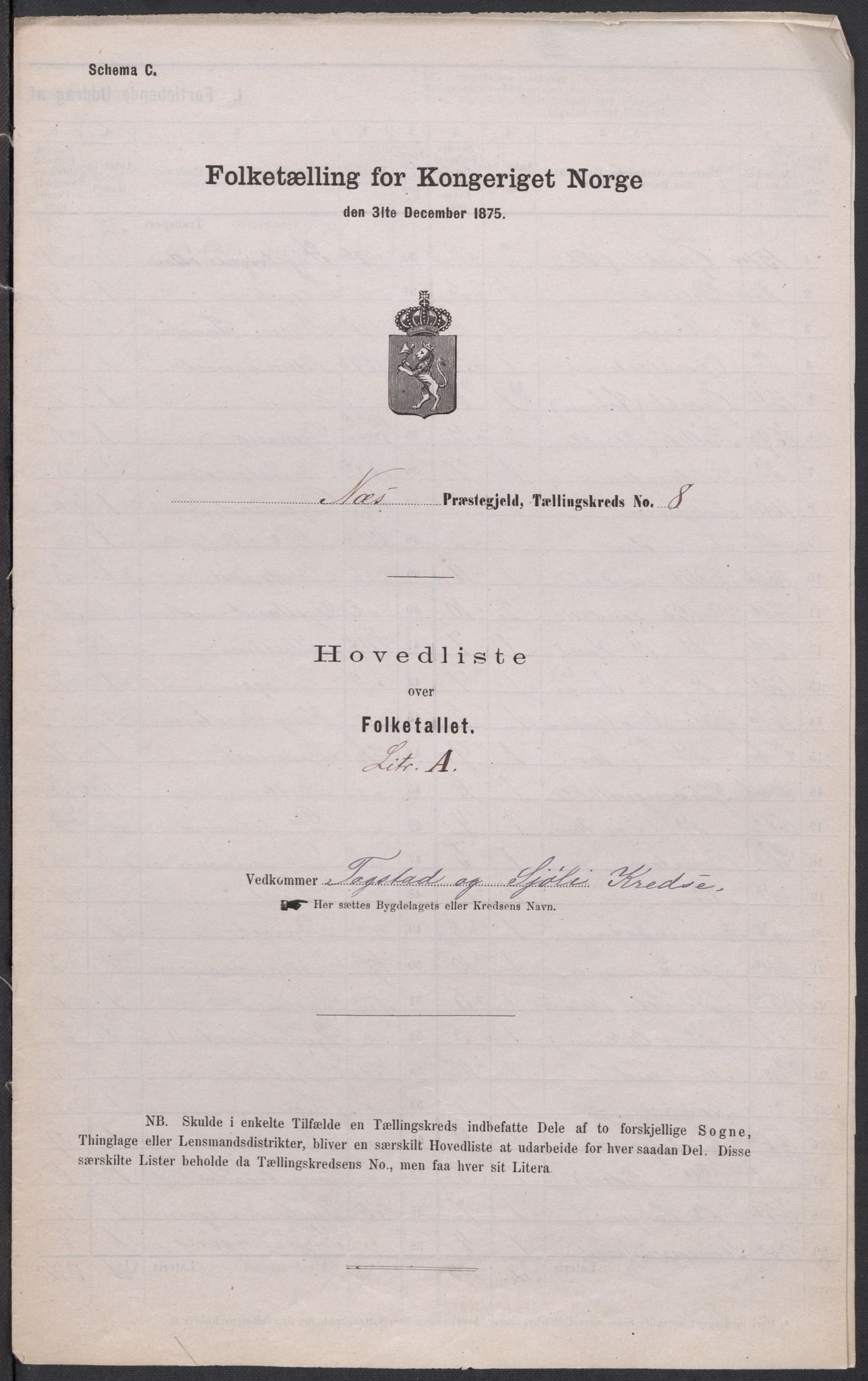 RA, Folketelling 1875 for 0236P Nes prestegjeld, 1875, s. 28