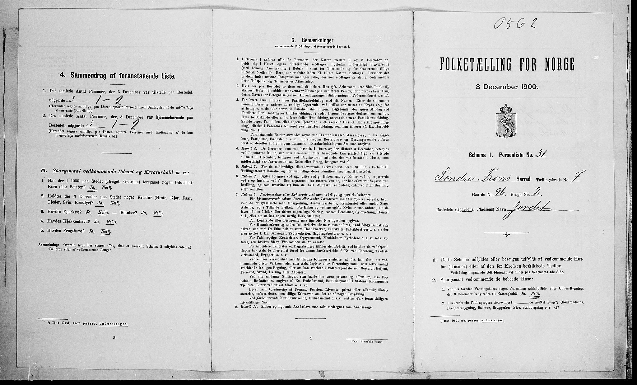 SAH, Folketelling 1900 for 0519 Sør-Fron herred, 1900, s. 911