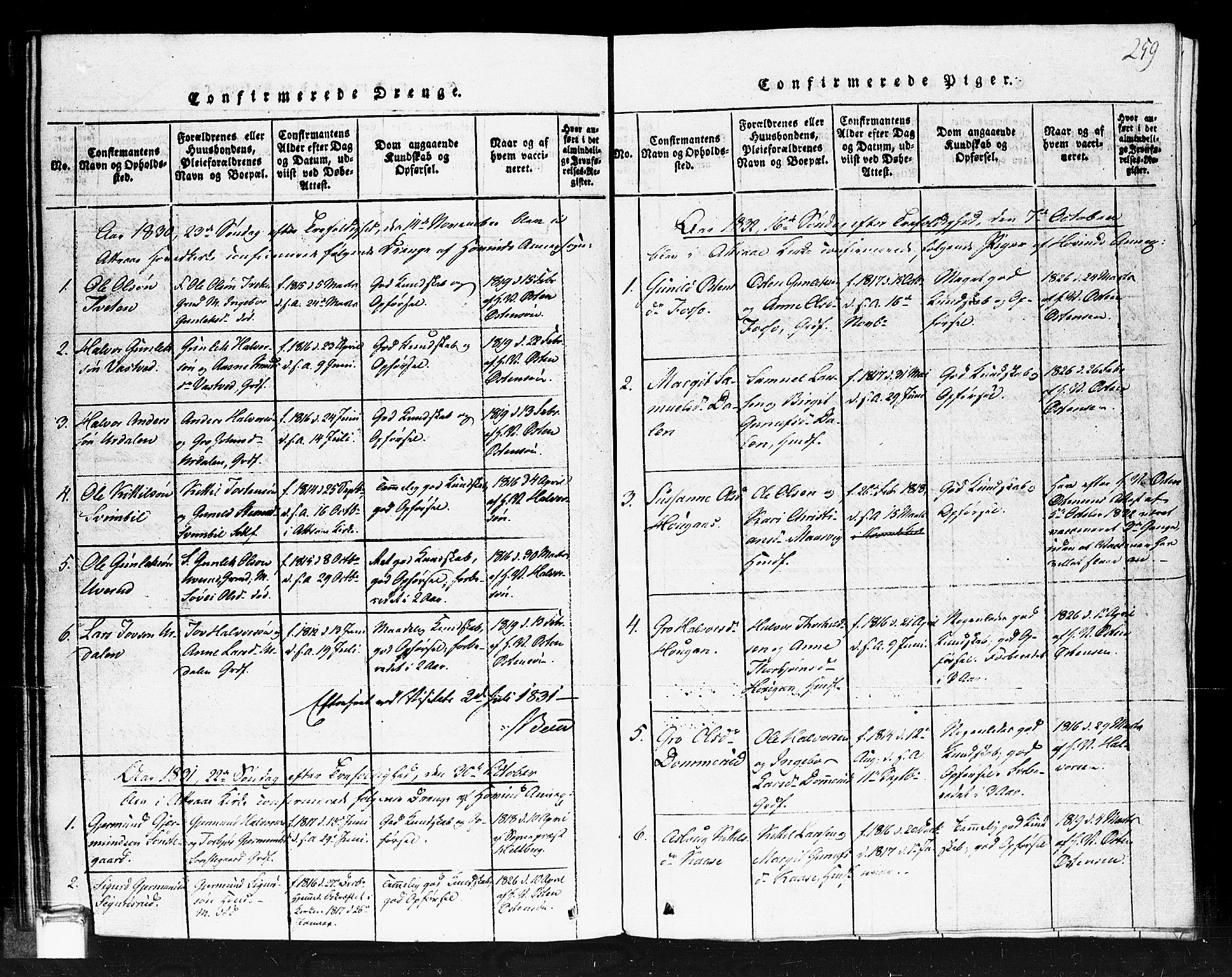 Gransherad kirkebøker, AV/SAKO-A-267/F/Fb/L0002: Ministerialbok nr. II 2, 1815-1843, s. 259
