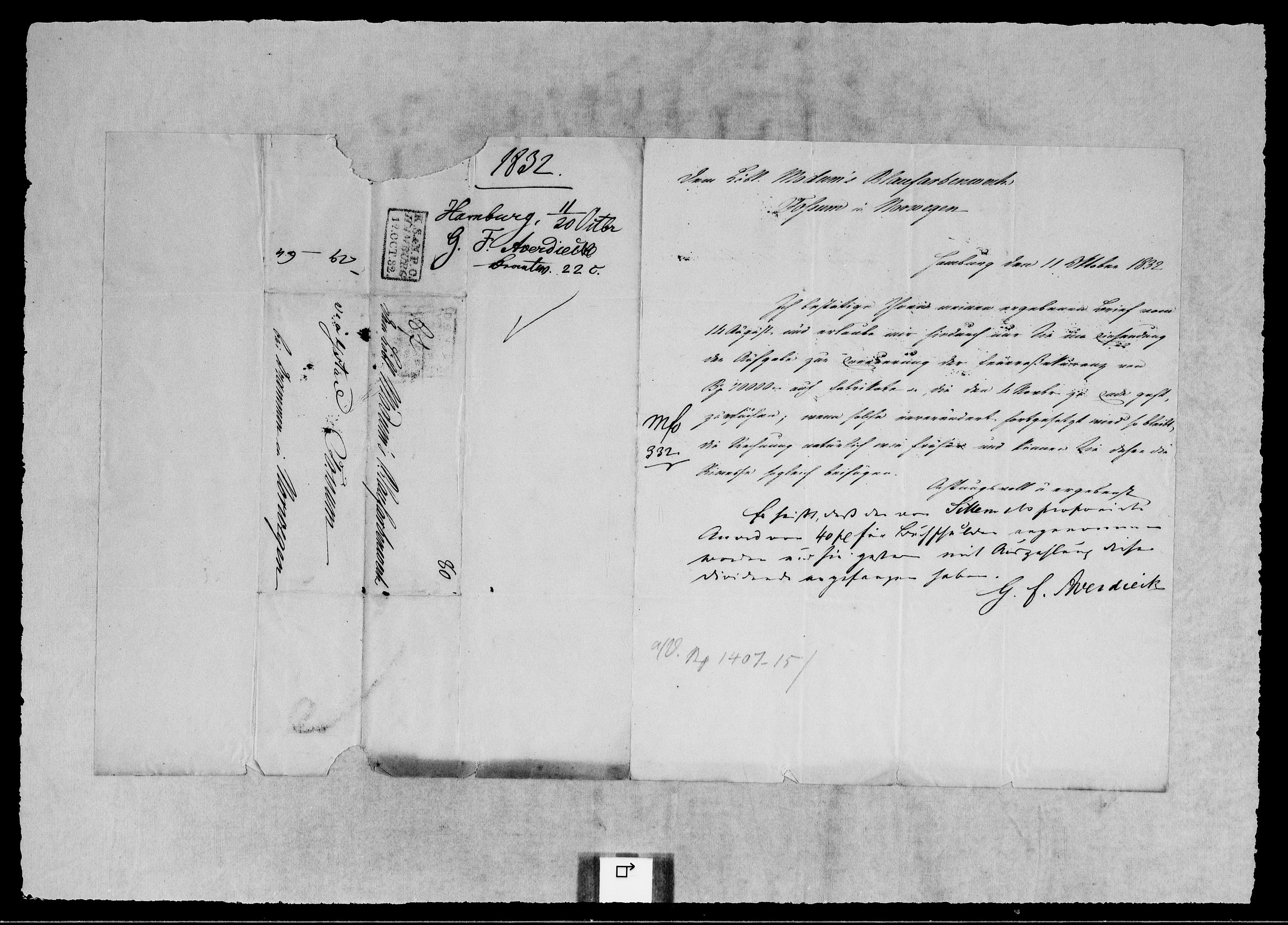 Modums Blaafarveværk, AV/RA-PA-0157/G/Gb/L0109/0001: -- / Innkomne brev A - H, 1832-1833, s. 11