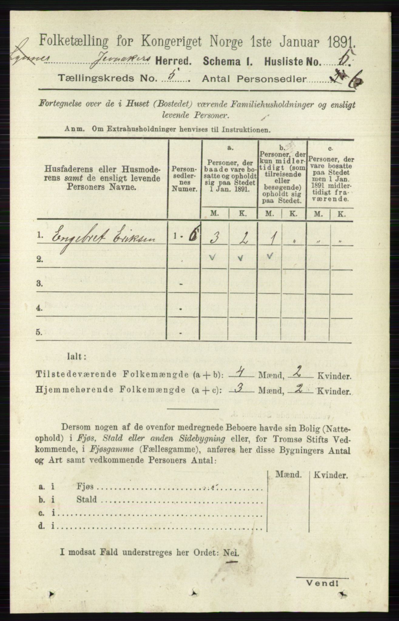 RA, Folketelling 1891 for 0532 Jevnaker herred, 1891, s. 2331